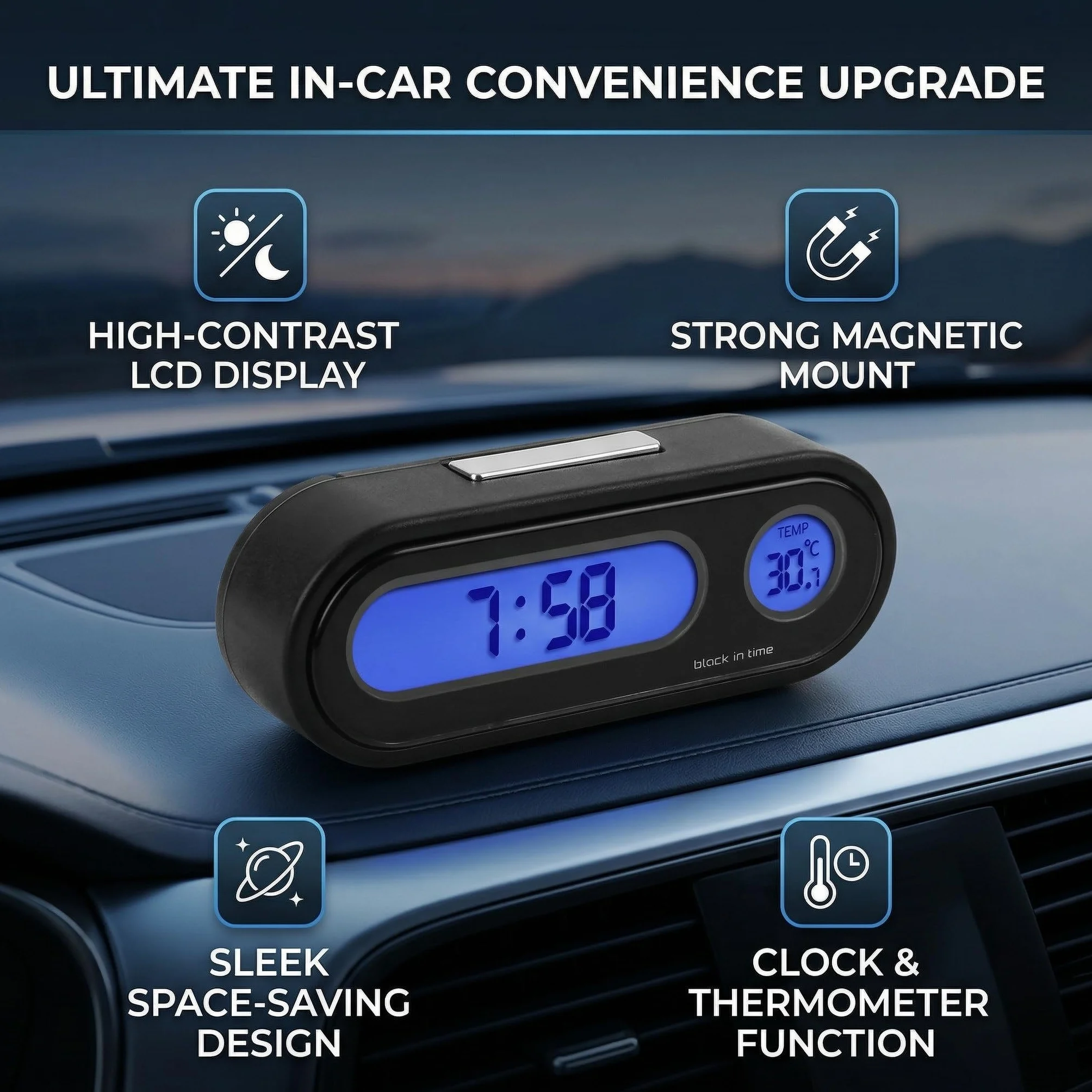 Wnętrze pojazdu samochodowego Mini elektroniczny zegar LED cyfrowy termometr woltomierz 2 w 1 modny wykwintny design wielofunkcyjny samochód biuro