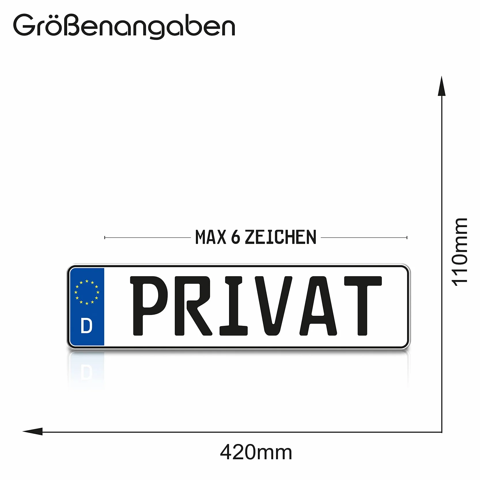 Prywatna tabliczka rejestracyjna z aluminium, wymiary 420 x 110 mm, przyczepa samochodowa, parking, parking, tabliczki parkingowe, słupki, ściana (08 prywatna)
