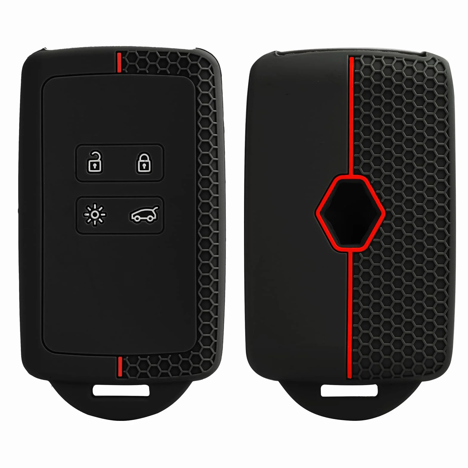 Zestaw 2 etui na kluczyki samochodowe do Renault Clio Megane Koleos Kadjar Kangoo Twingo Talisman Captur Space Dacia Duster Silikonowe etui na klucze, 3 przyciski (czarne czerwone)