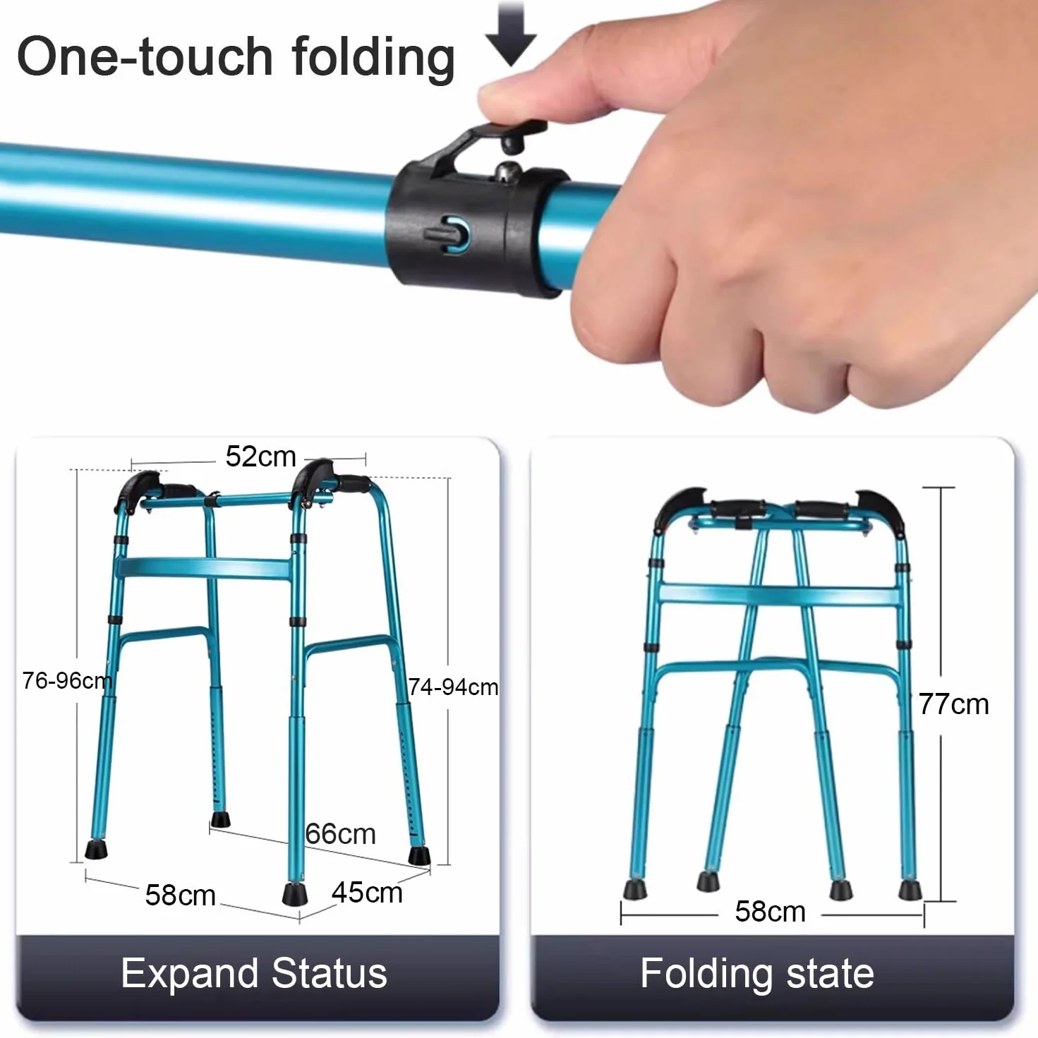 Aluminium Foldable Walking Frame Stair Climbing Aid Adjustable Height