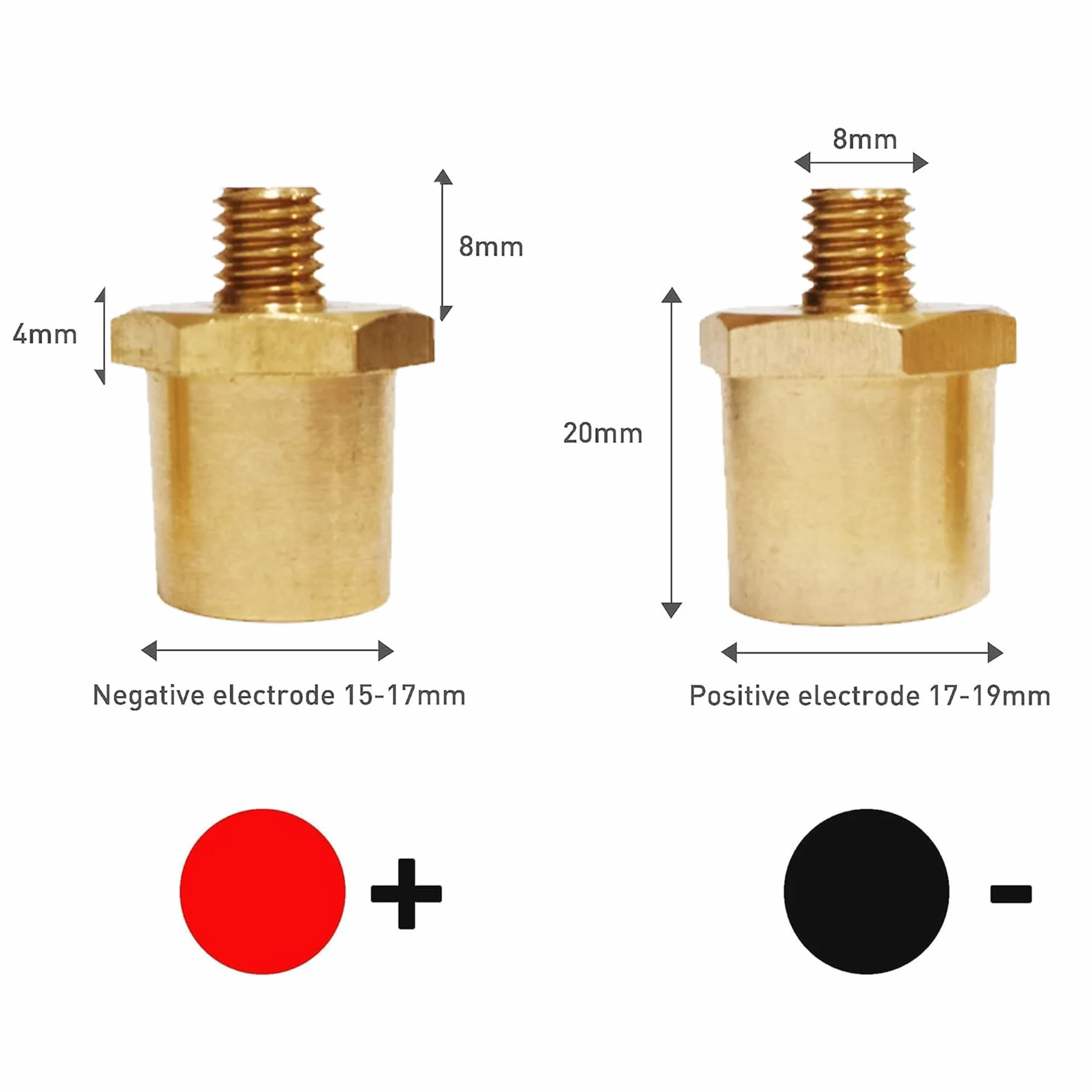 2 x adapter biegunów akumulatora M8, adapter biegunów akumulatora, adapter biegunów akumulatora, mosiężny adapter biegunów akumulatora do akumulatorów litowych