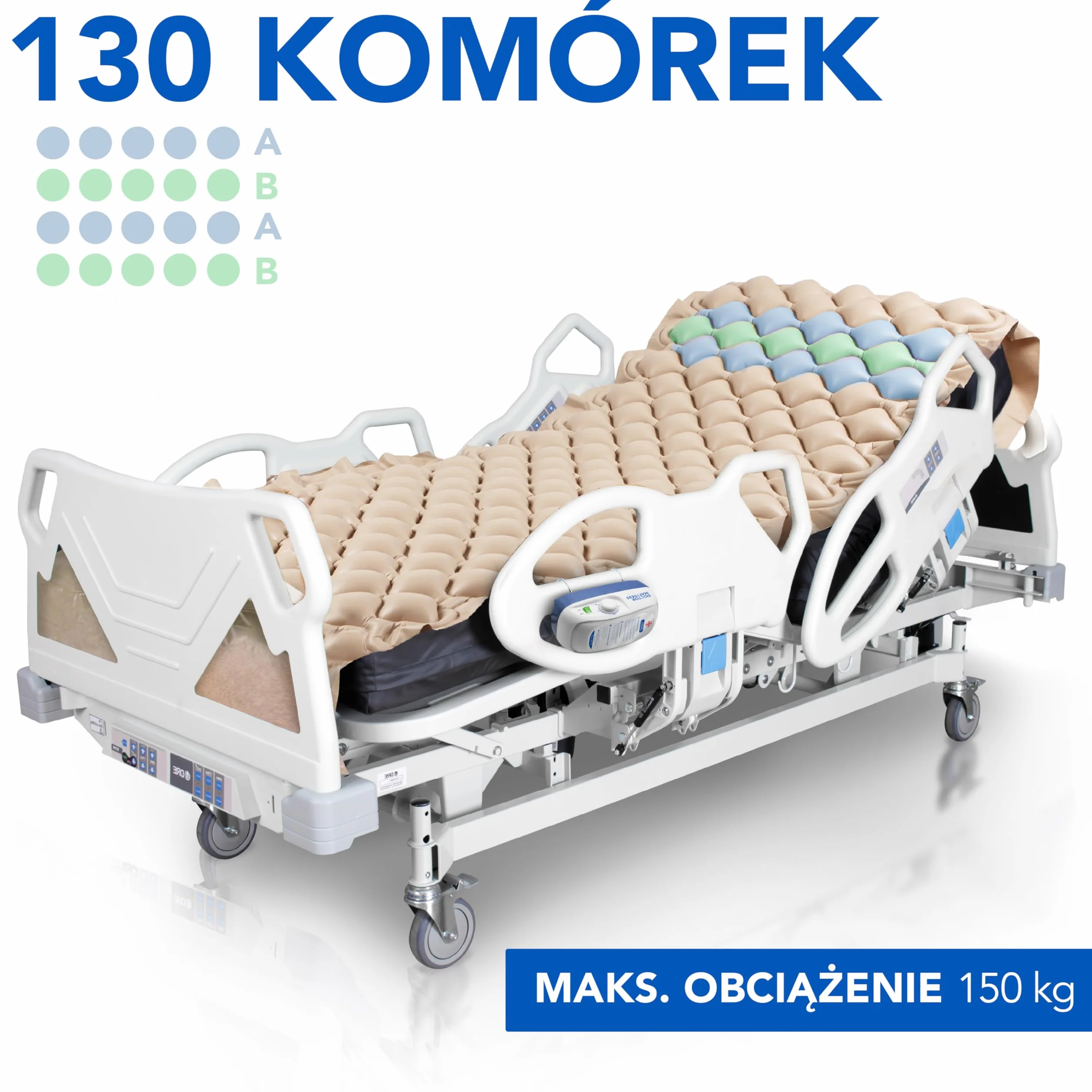 Materac przeciwodleżynowy AIESI DOCTOR MATTRESS 130 komór 150 kg stalowe haki