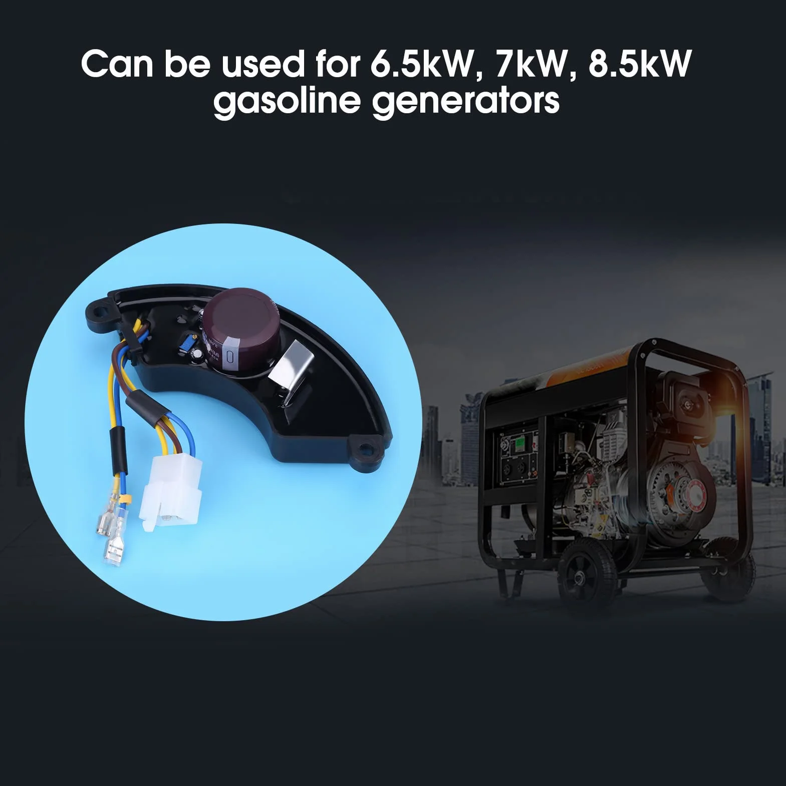 Automatyczny regulator napięcia w kształcie łuku AVR dla 6,5 kW, 7 kW, 8,5 kW 2-fazowy 6-przewodowy generator benzynowy Aluminiowy uniwersalny regulowany generator Regulator napięcia AVR