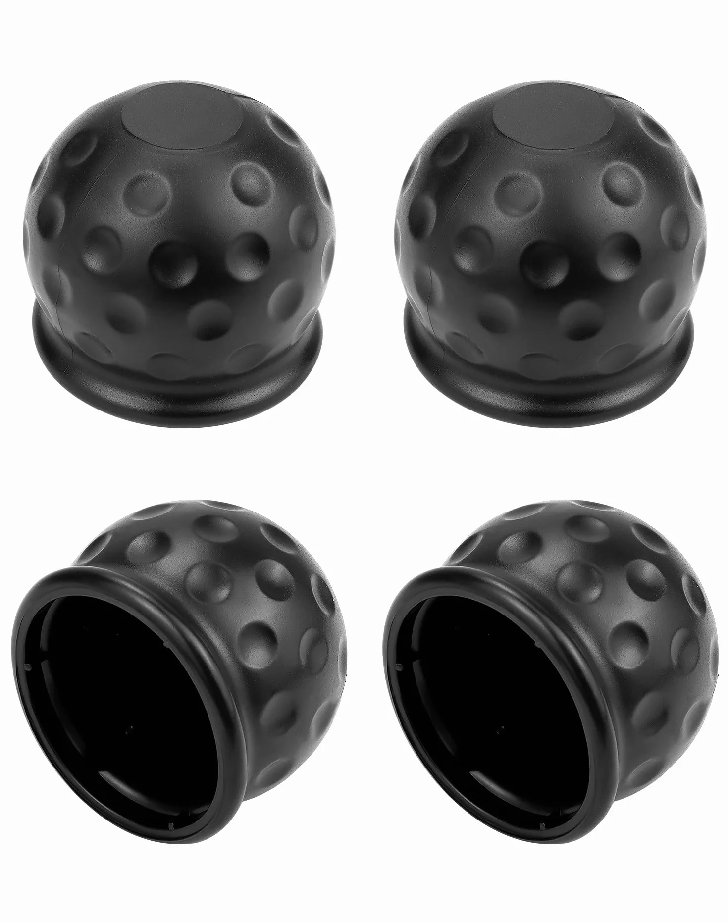 QWORK® Zestaw 4 osłon zaczepu przyczepy, gumowej osłony zaczepu przyczepy 50 mm, głowicy kulowej zaczepu przyczepy do przyczep, samochodów osobowych, ciężarówek i pojazdów kempingowych (czarny)