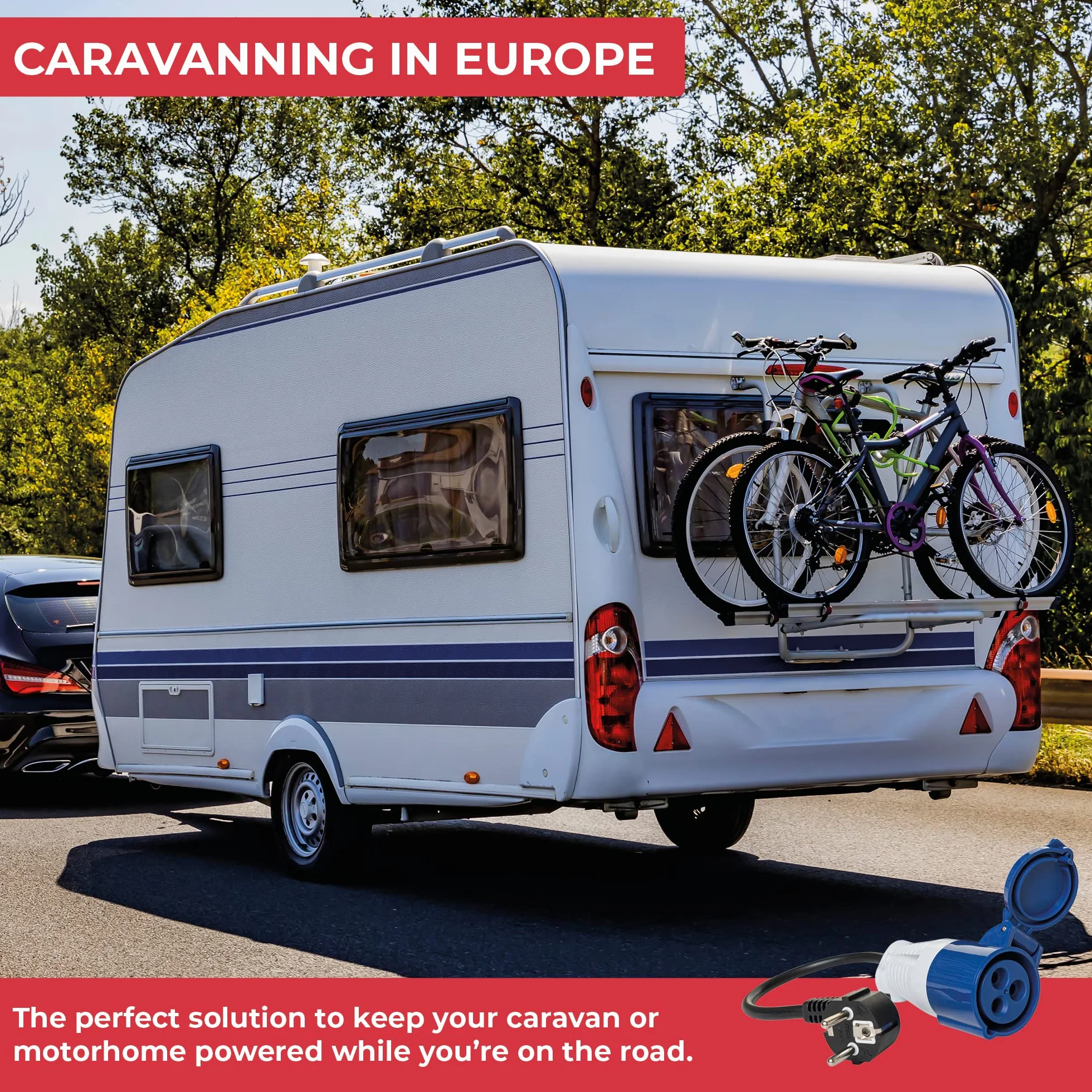 GADLANE Adapter wtyczki kempingowej 16 A – europejski elektryczny adapter kempingowy, wodoodporność IP44 – zewnętrzna wtyczka CEE do samochodu kempingowego do podłączenia do kempingu, długość 35 cm