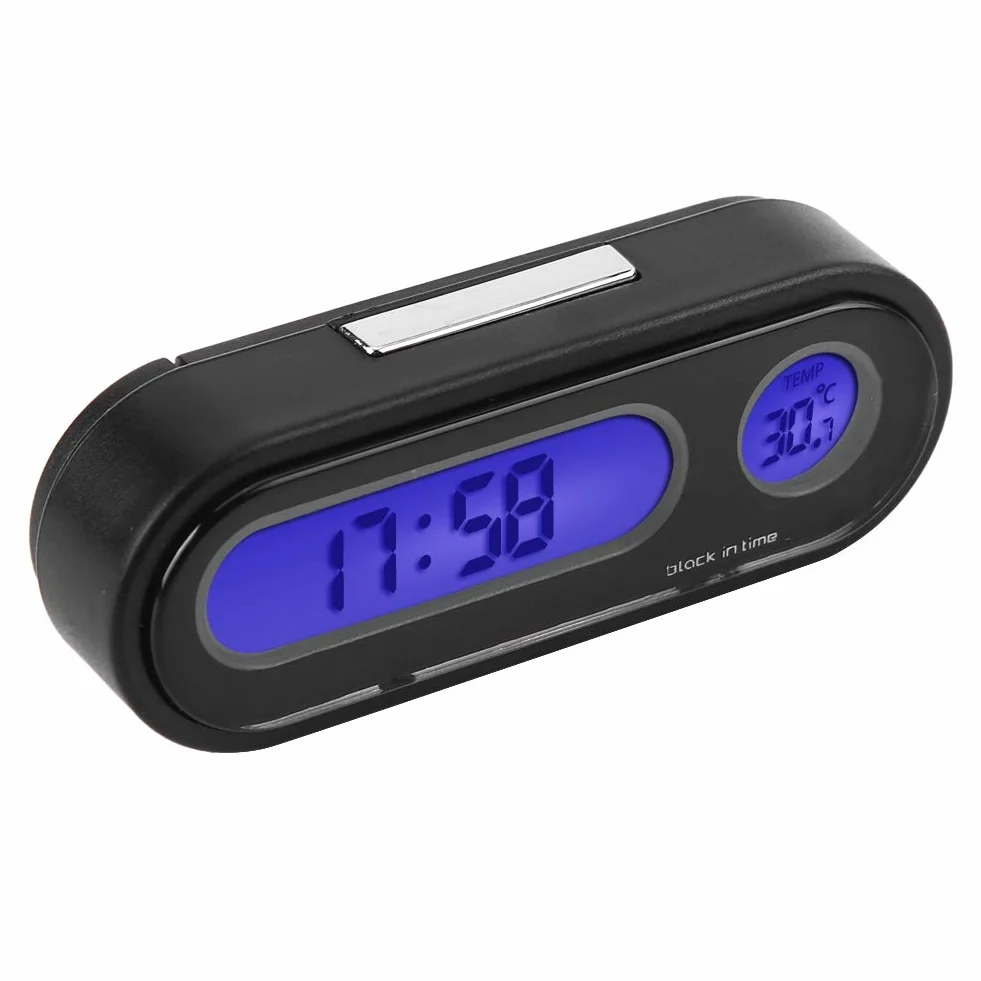 Termometr samochodowy, 2 w 1 wnętrze samochodu mini elektroniczny zegarek LED cyfrowy termometr woltomierz
