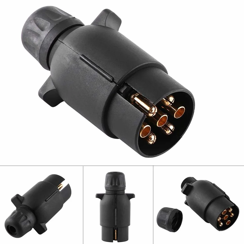 Suuonee Wtyczka przyczepy 12V 7-pinowa Typ N plastikowa czarna