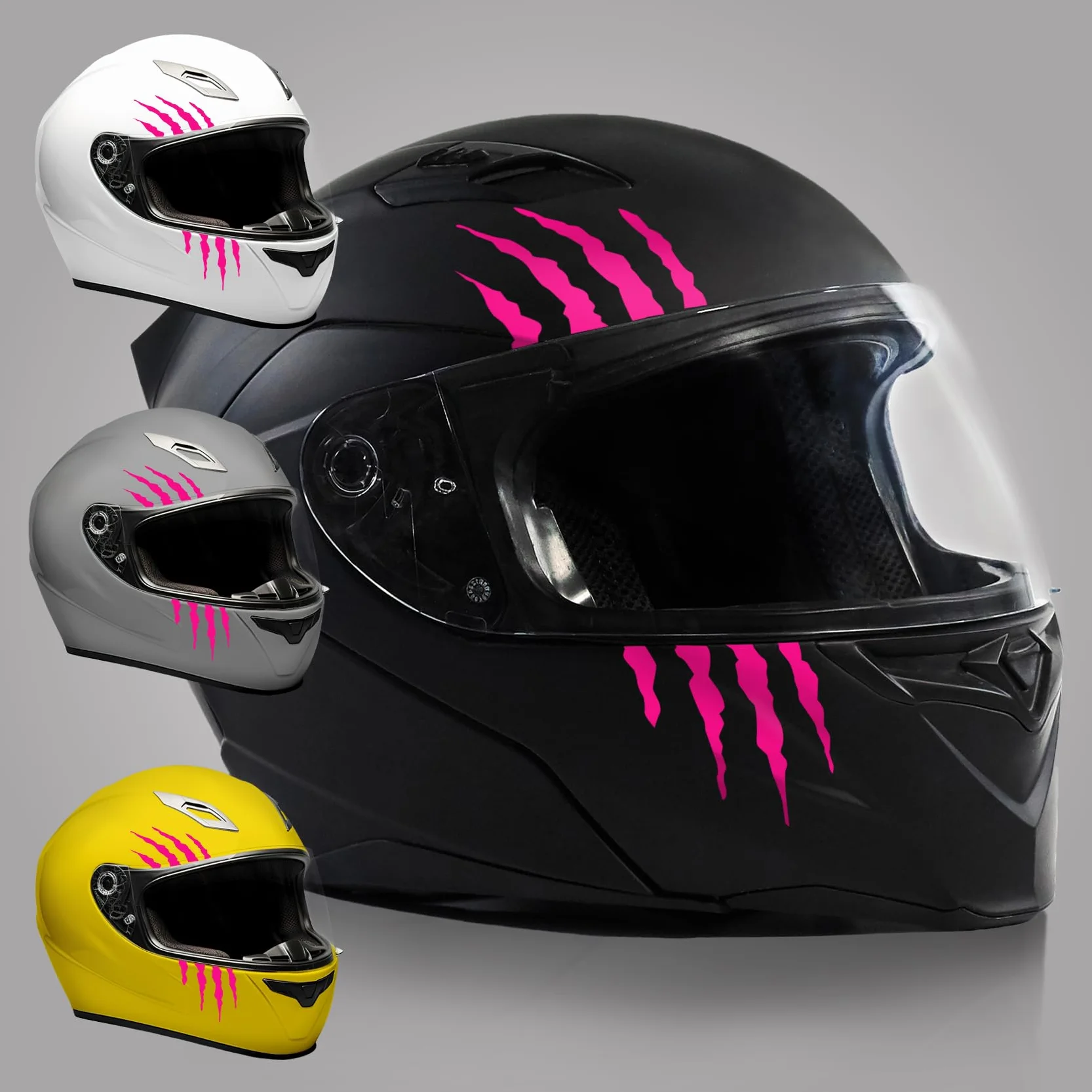 Finest Folia Naklejki na kask, zestaw 2 sztuk, 7,5 x 7,5 cm, naklejka z pazurami, dekoracja na motocykl, kask samochodowy, motocykl, motocykl, zarysowania, wodoodporne, K173