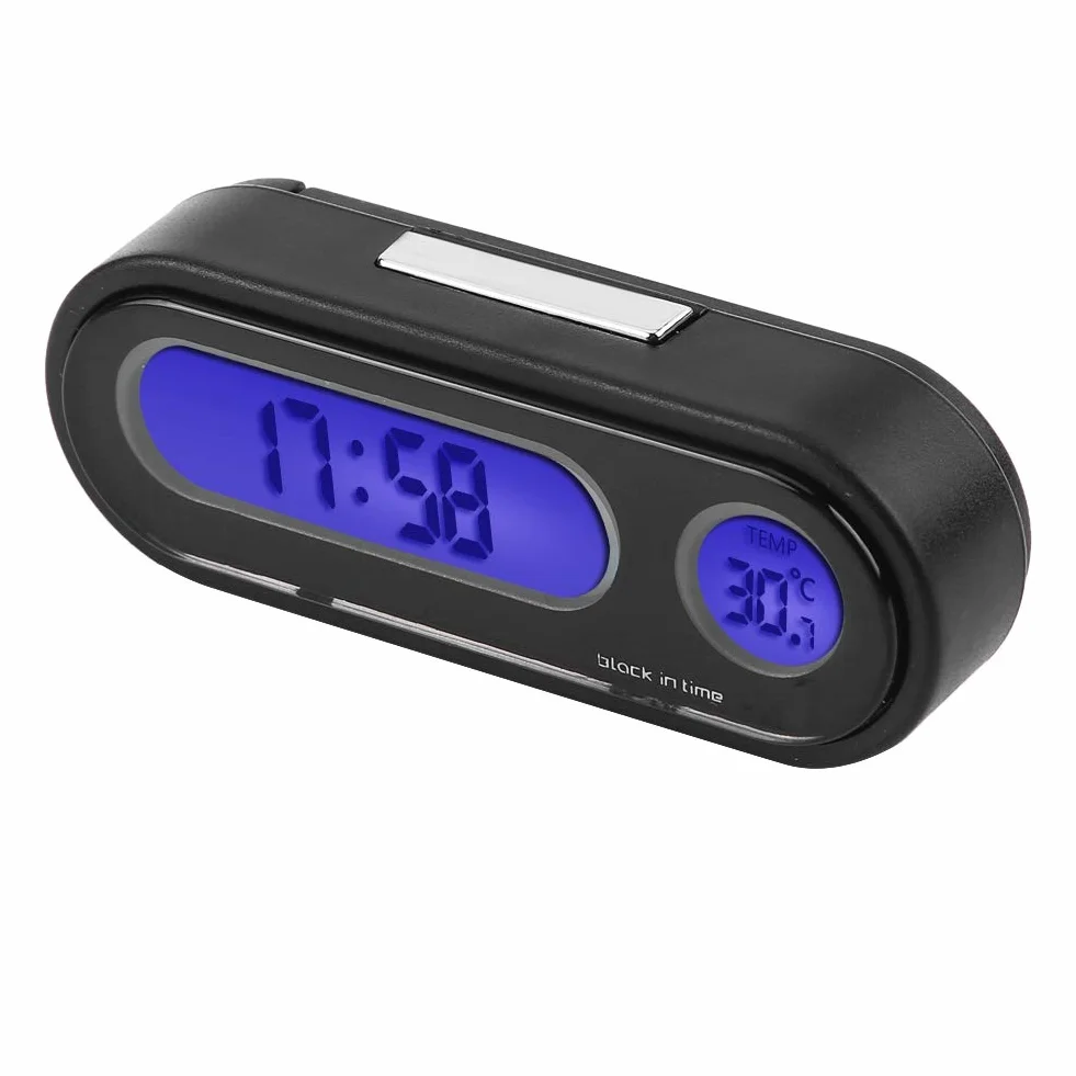 Termometr samochodowy, 2 w 1 wnętrze samochodu mini elektroniczny zegarek LED cyfrowy termometr woltomierz