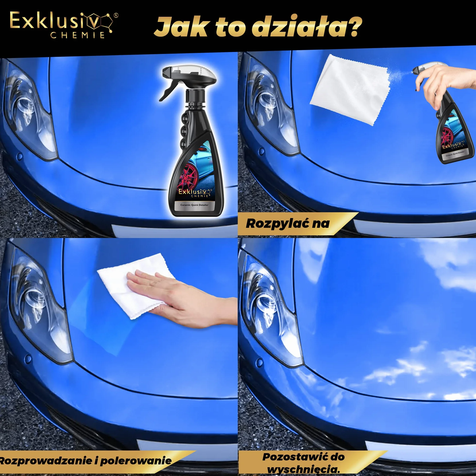Exclusiv Chemie® Ceramic Quick Detailer | Dry Cleaner | Paint Care with Ceramic Technology | Zapewnia ekstremalną gładkość lakieru | 500 ml