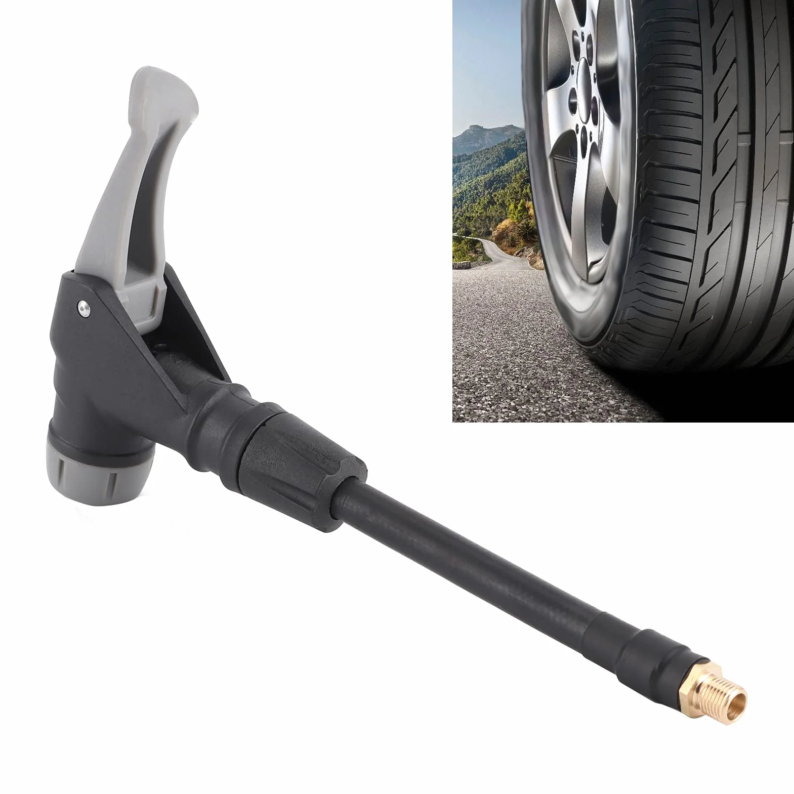 Socobeta Prosty adapter węża do pompowania z wtykowym złączem, adapter do pompki do opon Wysokiej jakości adapter węża do pompowania 2 w 1 z gumy do francuskiego zaworu nadmuchiwanego