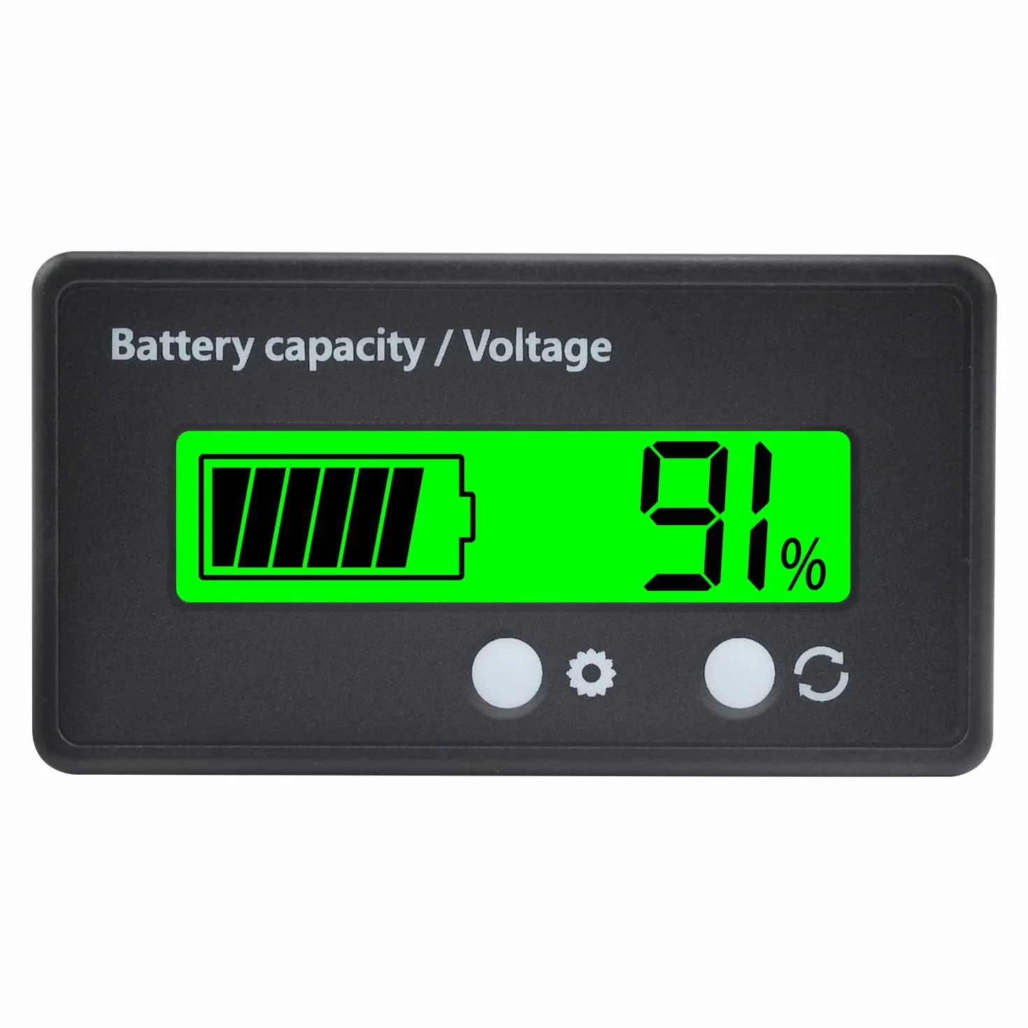 Monitor pojemności akumulatora, miernik DC8-120 V, DC12 V, 24 V, 36 V, 48 V, 72 V, 84 V, 96 V, z alarmem akustycznym, wskaźnikiem baterii ołowiowej i litowo-jonowej, zielony