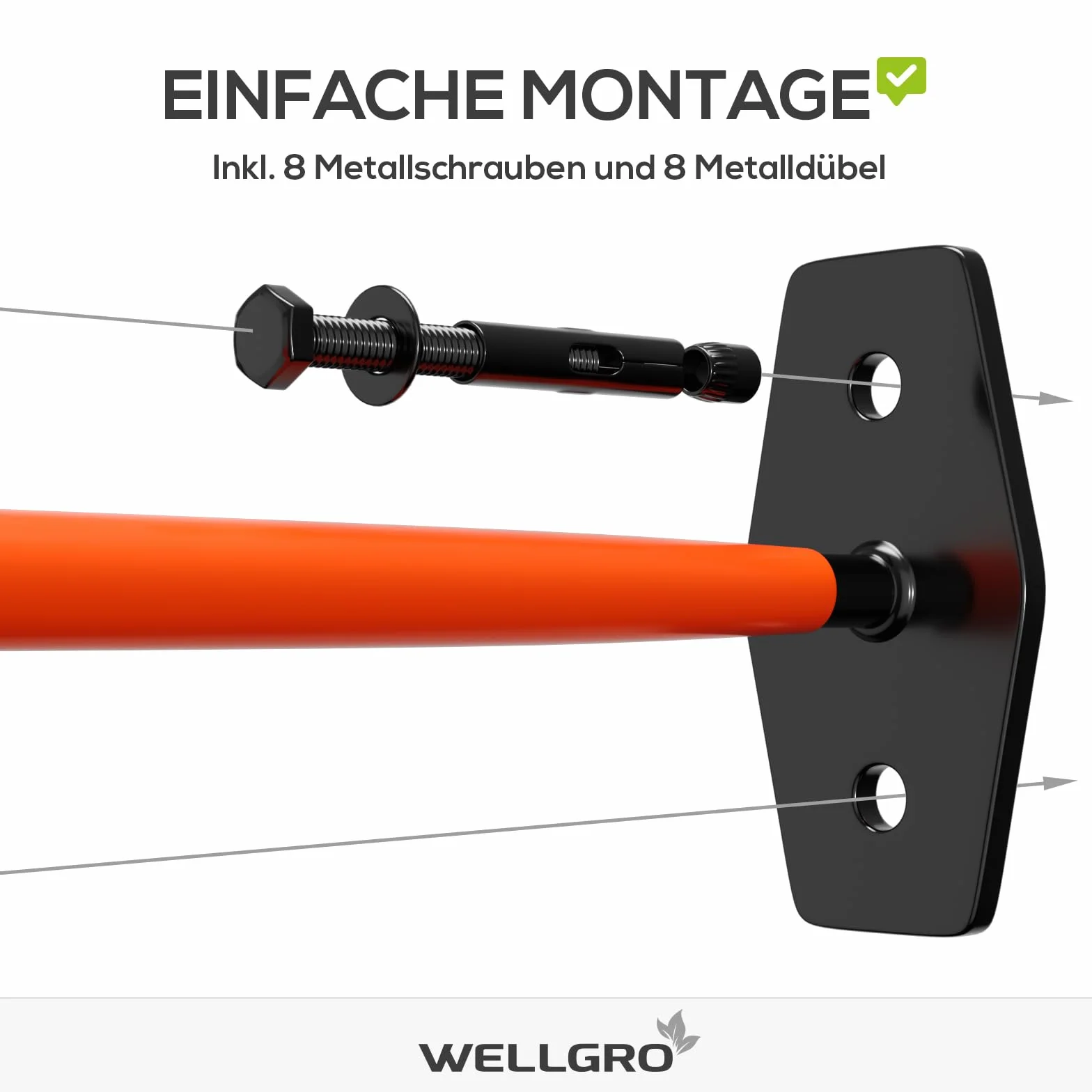 Wellgro uchwyt na opony ścienne, 4 sztuki, w zestawie metalowe śruby i kołki, uchwyt z gumową powłoką, uchwyt na felgi, uchwyt ścienny, ok. 27 x 9 x 5 cm – kolor do wyboru.