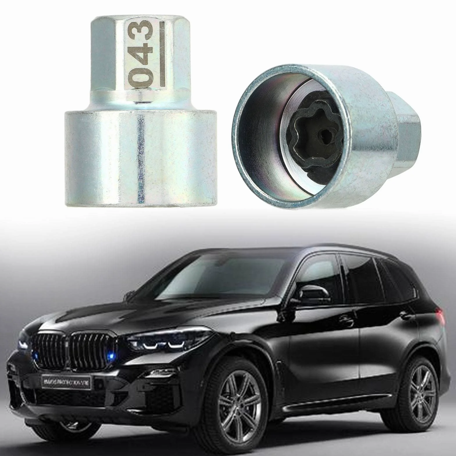 Shkalacar Klucz blokujący koła, wymienne gniazdo Lugnut do 1 3 5 6 7Series X1 X2 X3 X4 X5 X6 Z4, metalowe gniazdo antykradzieżowe, odpowiednie do konserwacji samochodu (043)