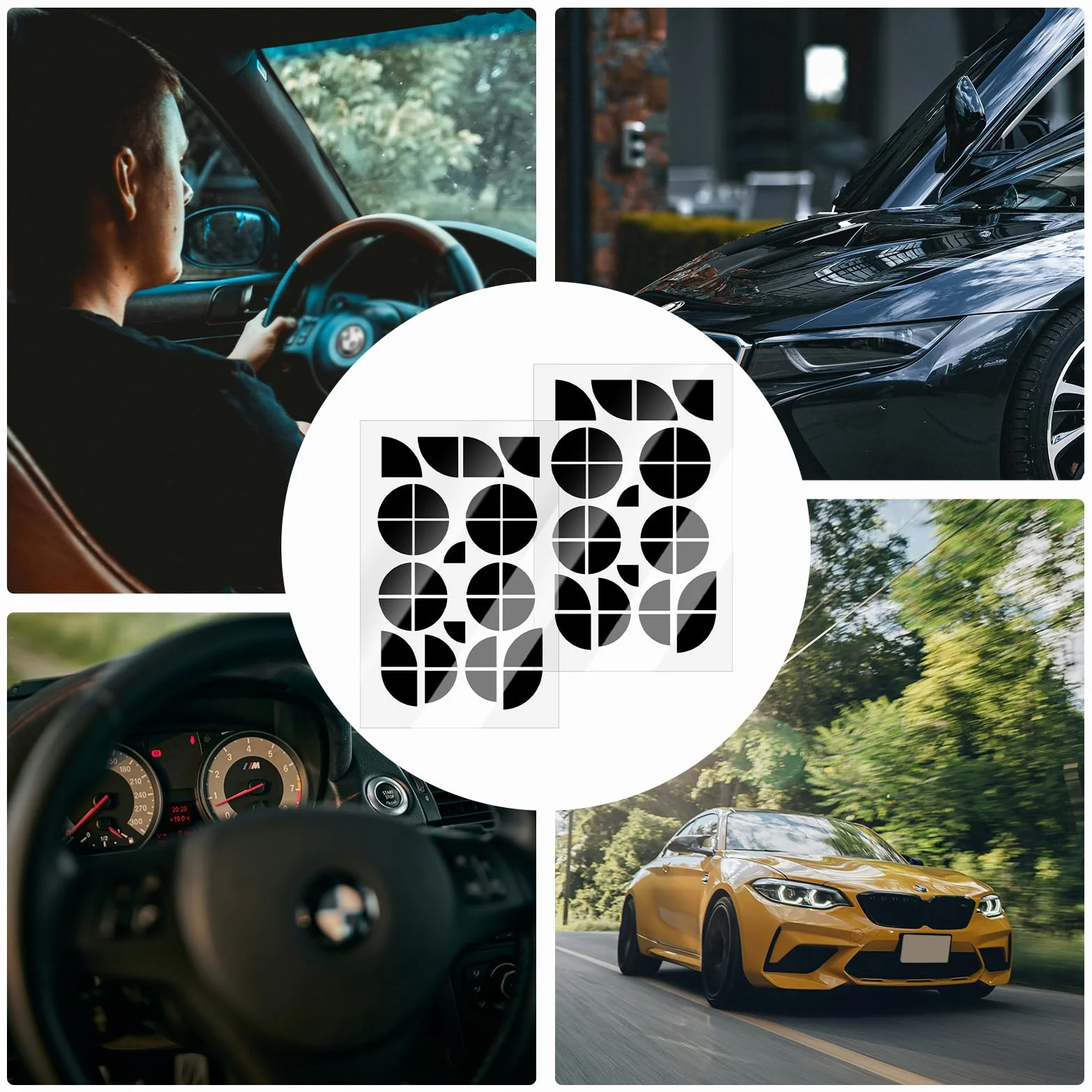 Naklejki z logo BMW - 60 sztuk naklejek z emblematami na rogach w 8 rozmiarach na akcesoria BMW do samochodu, motocykla, pasuje do felg, kierownicy, maski silnika i innych akcesoriów Logo naklejki