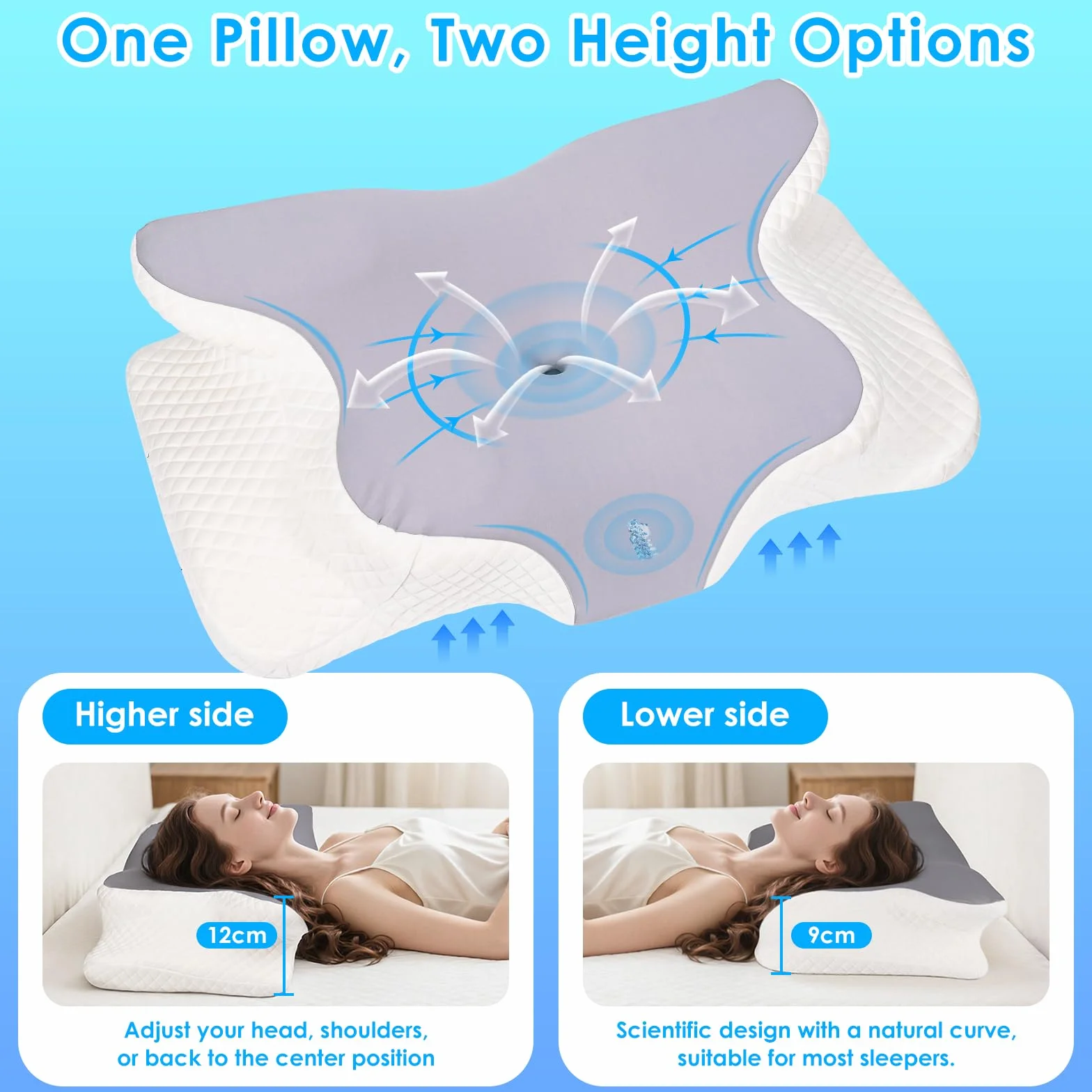 Dreamhigh Poduszka Ortopedyczna z Pianki Memory 9/12 cm Ergonomiczna z Poszewką