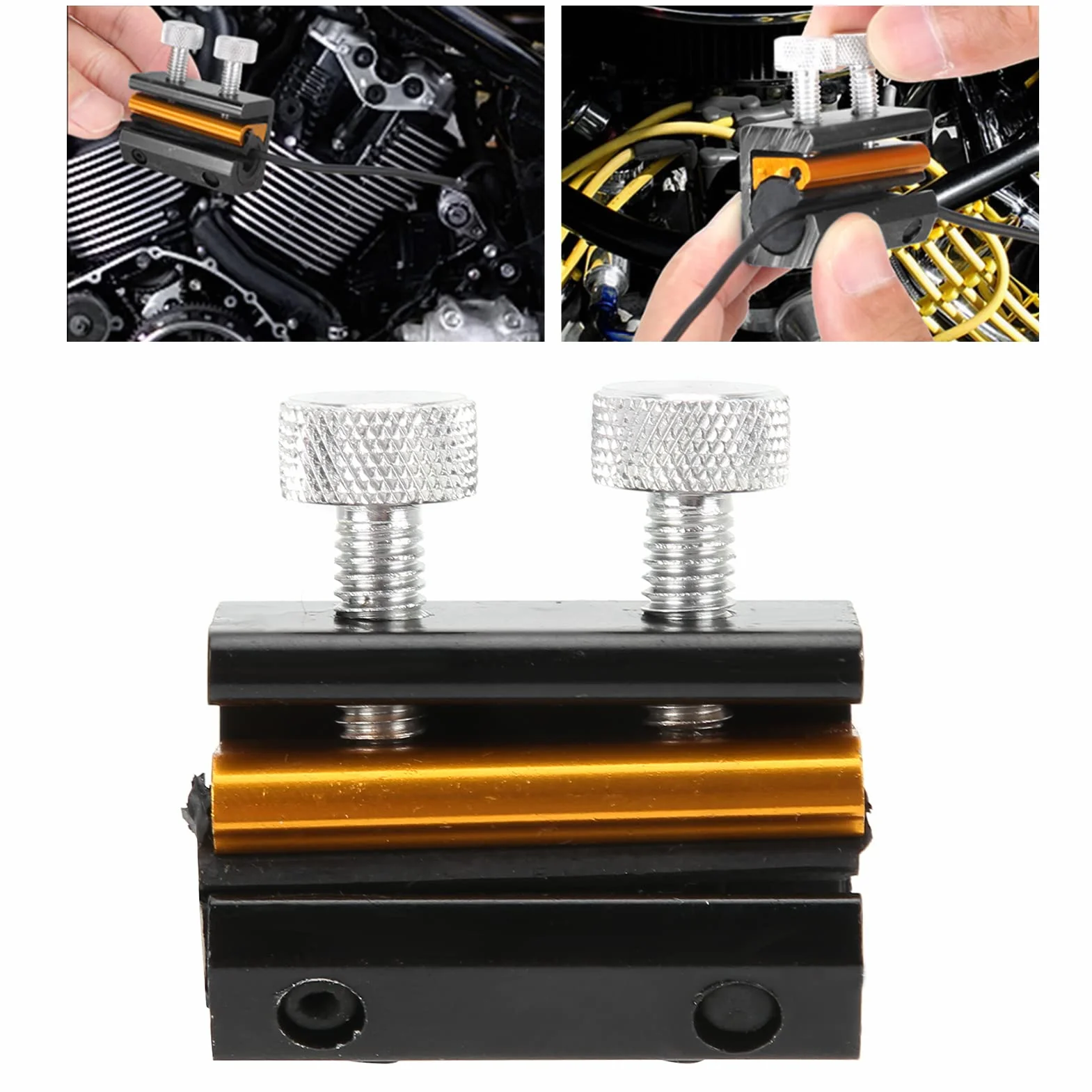 Dioche Kabel do Smarowania Kabli Motocykl Podwójny Kabel Olejarka Smarownica do ATV z modyfikacją aluminiową i gumową Pasuje 25D + DM2 (czarne złoto)