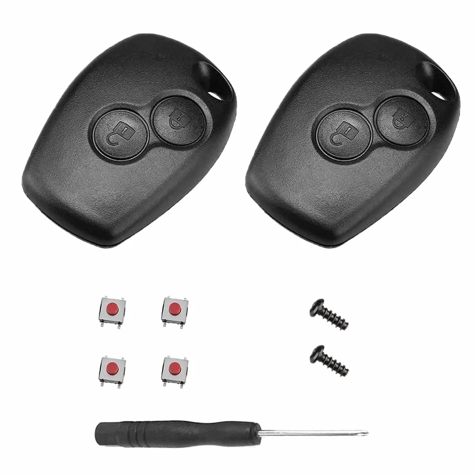 Obudowa kluczyka samochodowego, 2 sztuki, 2 przyciski, kompatybilna z Renault Clio, Twingo, Kangoo, Mégane, Laguna, Trafic, Master Dacia Duster Sandero, uchwyt na brodę klucza 8,2 x 2,7 mm
