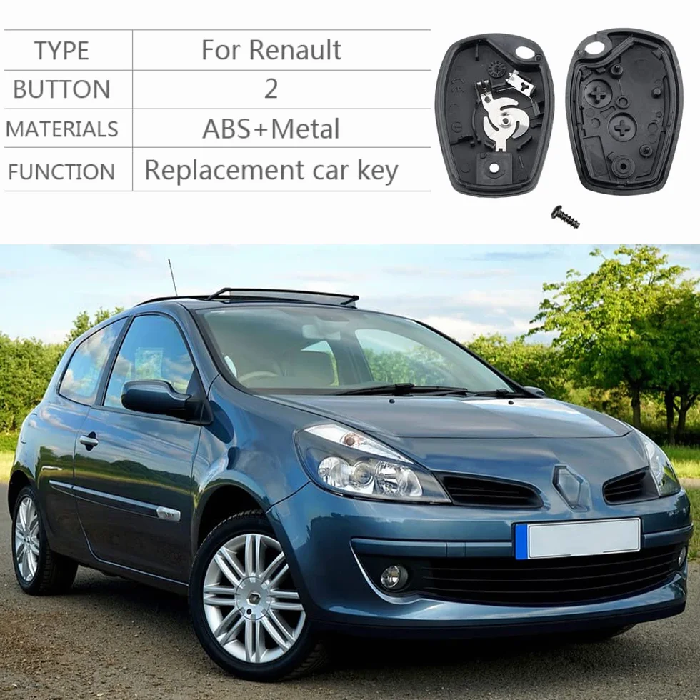 Obudowa kluczyka samochodowego, 2 sztuki, 2 przyciski, kompatybilna z Renault Clio, Twingo, Kangoo, Mégane, Laguna, Trafic, Master Dacia Duster Sandero, uchwyt na brodę klucza 8,2 x 2,7 mm