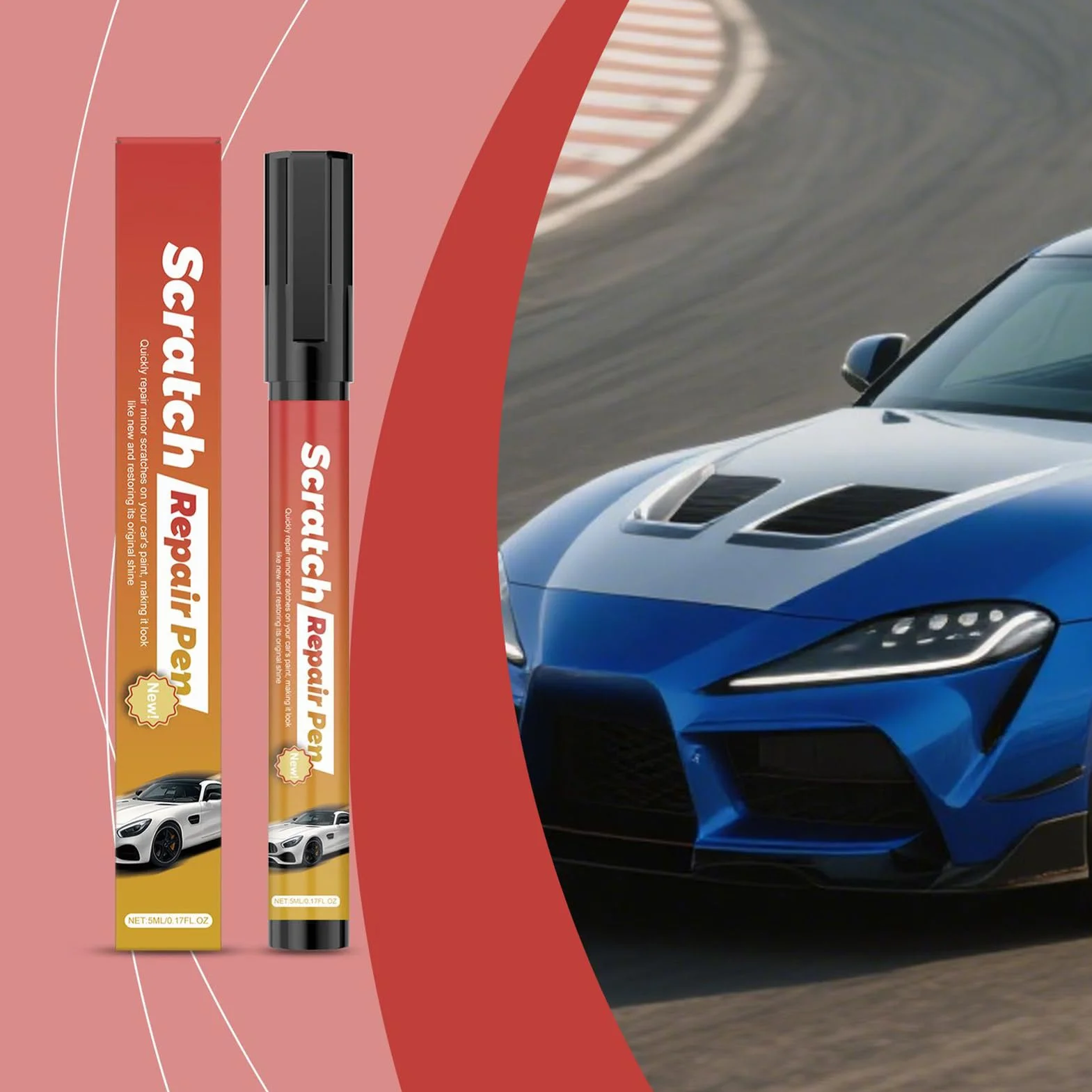 Car Scratch Removal Pen 5ml, Quick Fix Repair Paint Pen for Minor Car Scratches, Dings, Touch-Ups, Maintenance, Road Trip, Parking Lot, Garage, Auto Care