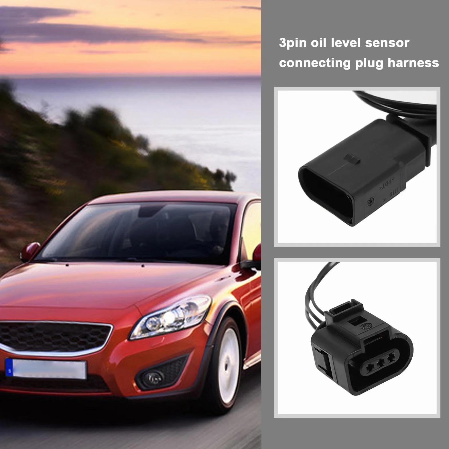 2 sztuki 3-biegunowych wtyczek czujnika poziomu oleju, wiązka przewodów (męska i żeńska), kompatybilna z Audi 1J0973703 8K0973703 3D0973703 części zamienne do samochodów