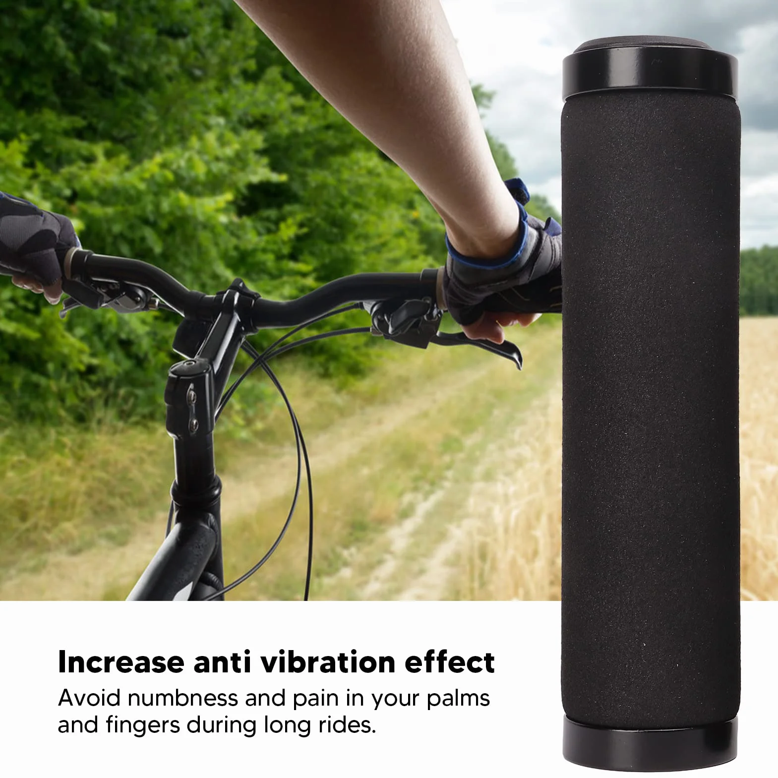 Uchwyty Rowerowe, Aluminiowa Podwójna Blokada Antypoślizgowa Amortyzacja Uchwyty Kierownicy Rowerowej Ergonomiczny Wygodny Uchwyt Rowerowy Gąbka Uchwyty do BMX, Mountain, MTB,