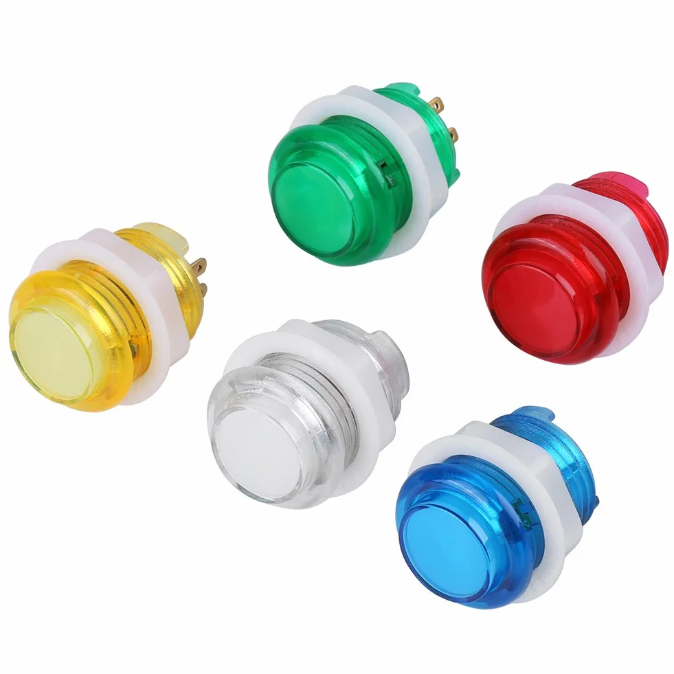 5 Sztuk 5V 24mm Przycisk Jumbo z Mikroprzełącznikiem LED Podświetlany Samoresetujący Przełącznik Wciskany