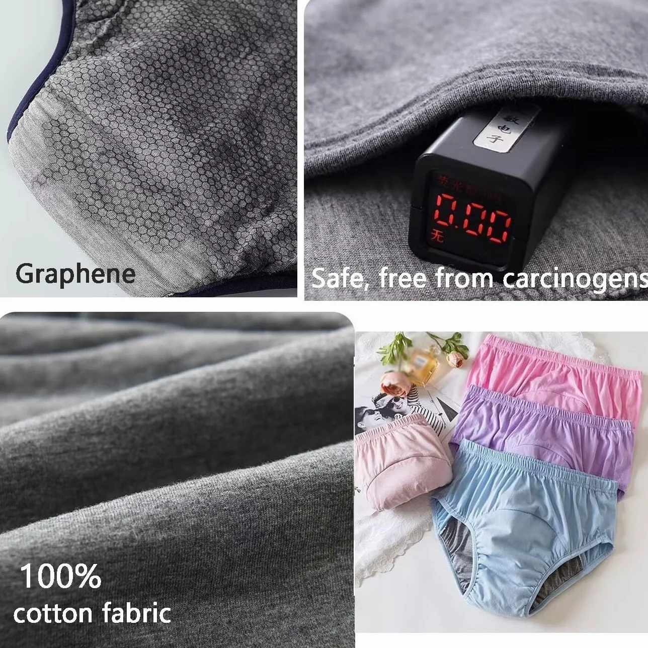 Majtki Pooperacyjne Bawełniane Szczelne Bielizna Pieluchy Wielorazowe Damskie Umiarkowane Nietrzymanie Moczu (Apricot, 3XL)
