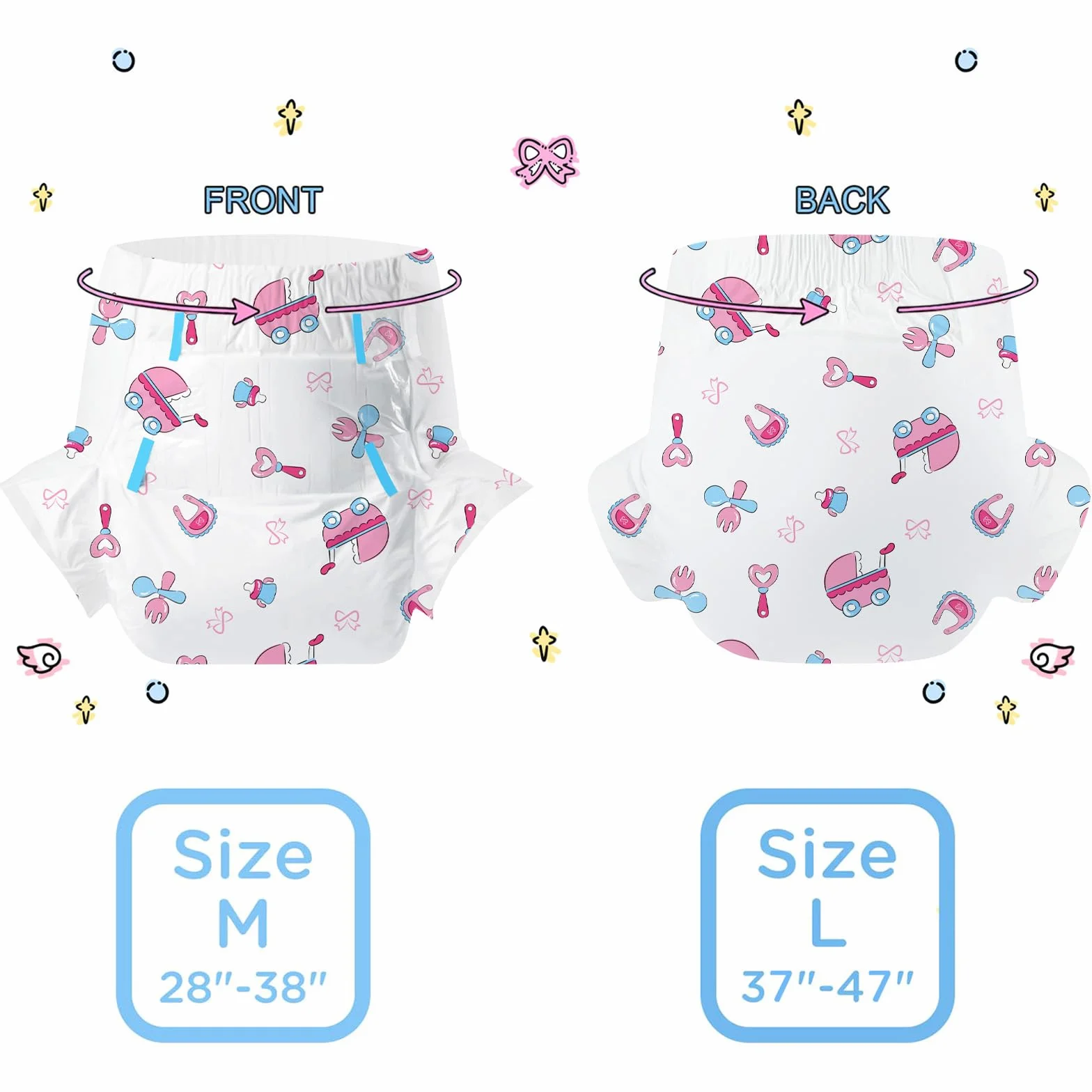 CutiePlusU Pieluchy dla dorosłych 10 sztuk jednorazowe majtki do inkontynencji maksymalna chłonność na noc średnie 71-96 cm