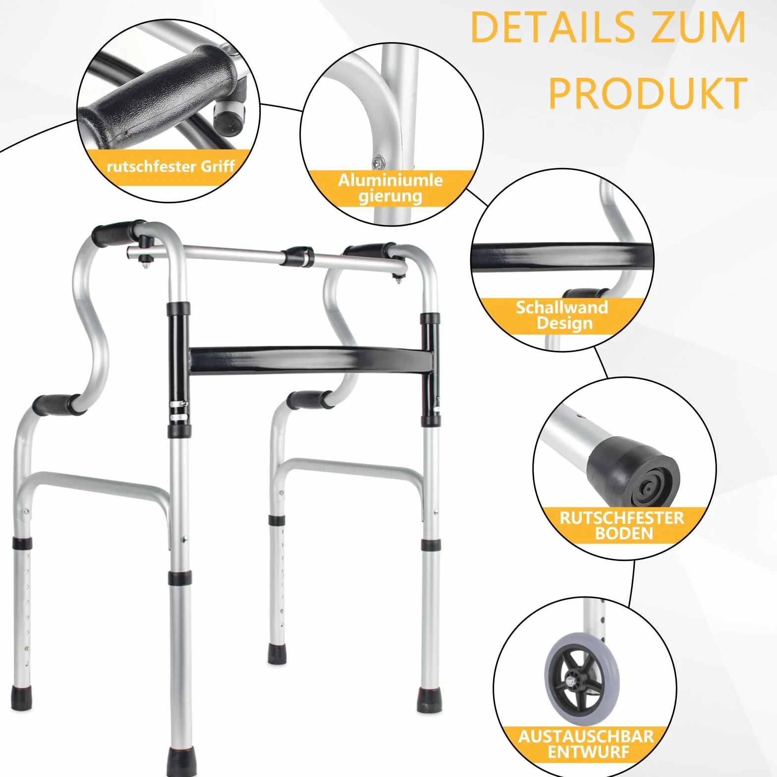 OUUTMEE Chodzik dla seniorów z regulacją wysokości, aluminium