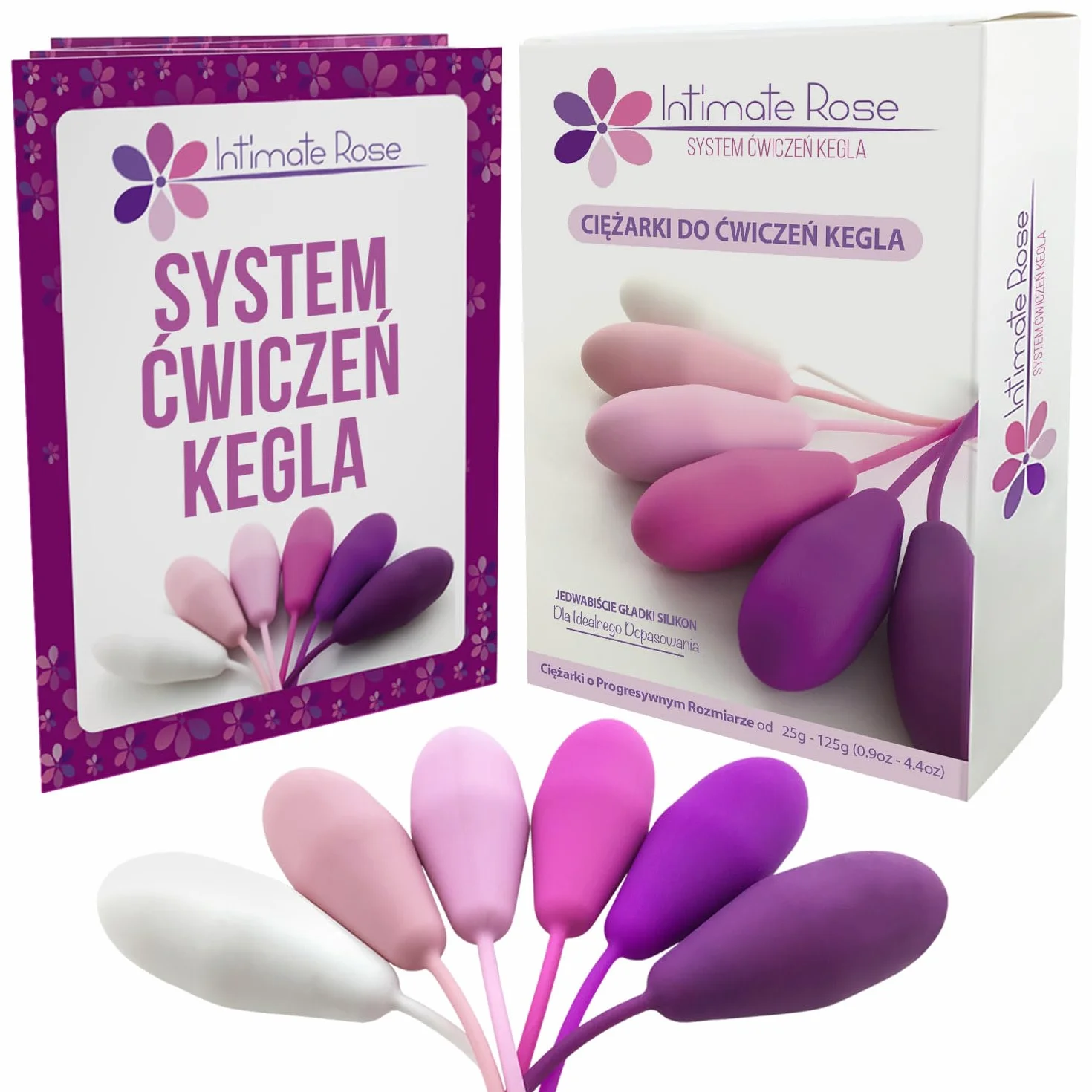 Intimate Rose ciężarki do ćwiczeń Kegla zestaw 6 silikonowych ciężarków do ćwiczeń mięśni dna miednicy