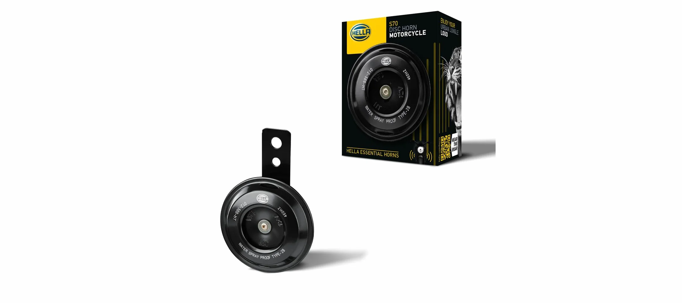 HELLA 012588061 seria motocyklowa, czarna, 12 V, klakson tarczowy (uniwersalne dopasowanie - pojedynczy blister)