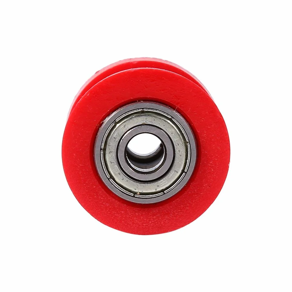 Rolki łańcucha napędowego 10mm łańcuch rolkowy suwak napinacz prowadnica koła Pit Dirt Mini Bike Moto Atv czerwony
