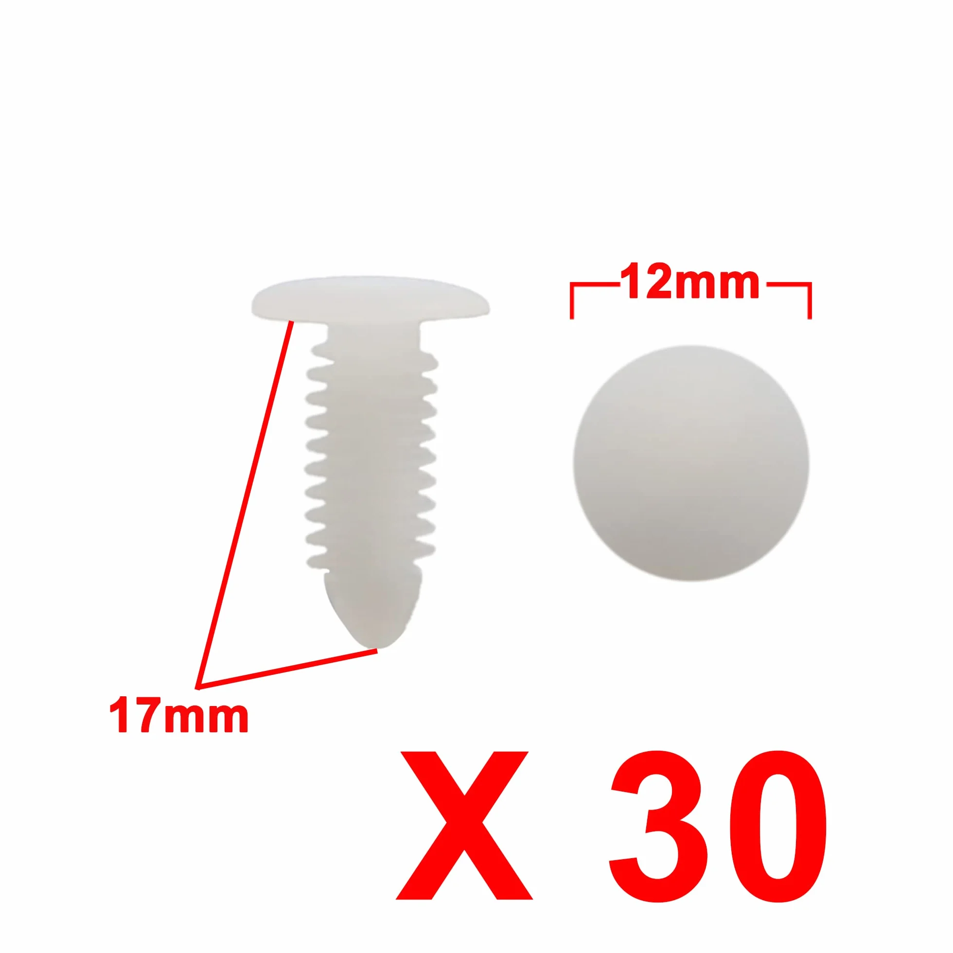 sourcingmap 30 szt. białych plastikowych nitów chroniących przed zachlapaniem klipsy mocujące 7,5 x 6,5 mm