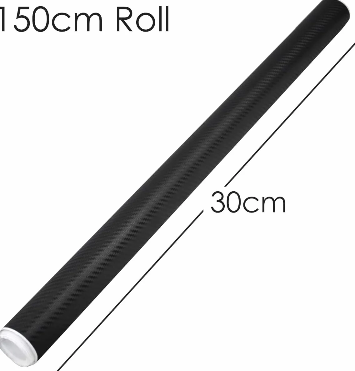 TRIXES Folia winylowa 3D z włókna węglowego w rolce do samochodu, vana, motocykla itp., 1500 mm x 300 mm, wewnątrz i na zewnątrz, kolor czarny, teksturowany efekt 3D