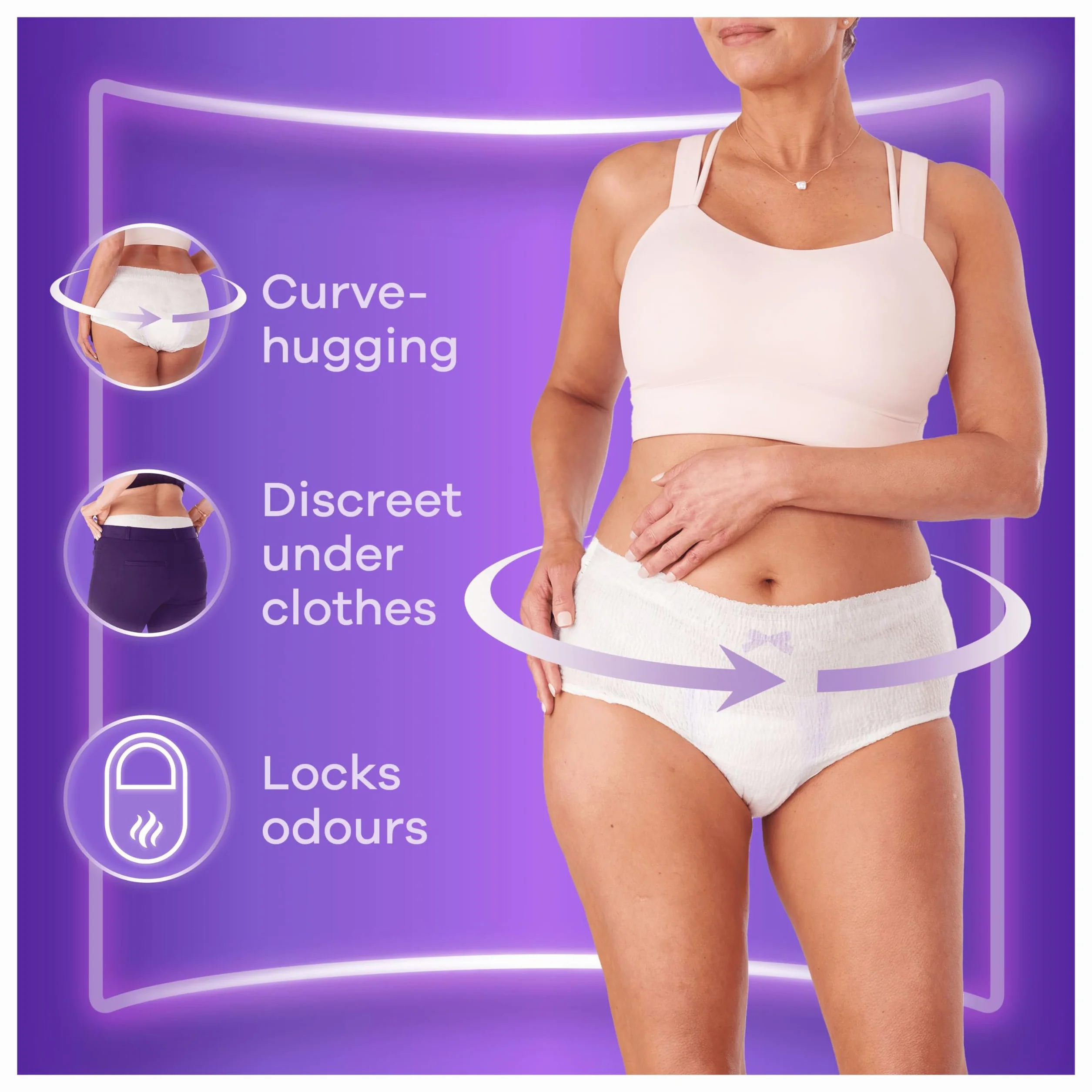Always Discreet Plus Bielizna na nietrzymanie moczu, rozmiar L, 4 x 8 sztuk, ochrona przed przeciekami i zapachami