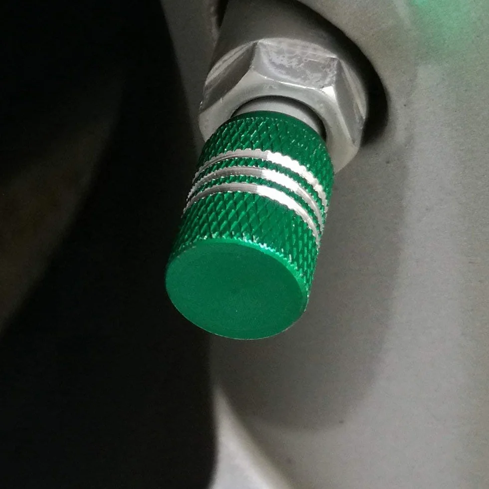 SENZEAL 5 szt. Silver Around Valve Caps Nakładki Przeciwpyłowe ze Stopu Aluminium Zielony