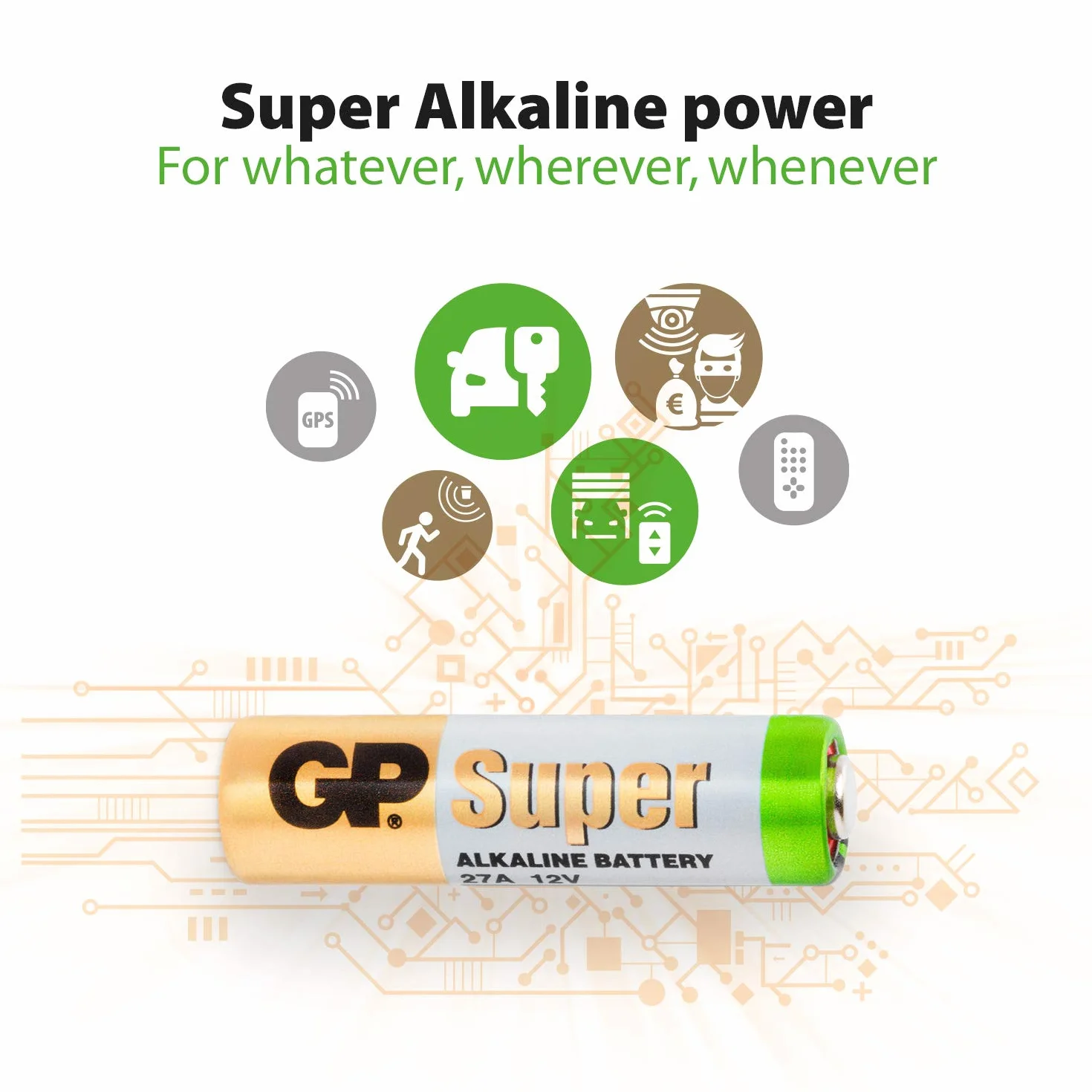 GP Alkaliczna karta wysokiego napięcia 27A (MN27) 5 | 27 A | 12,0 V | MN27, chrom/czarny/czerwony
