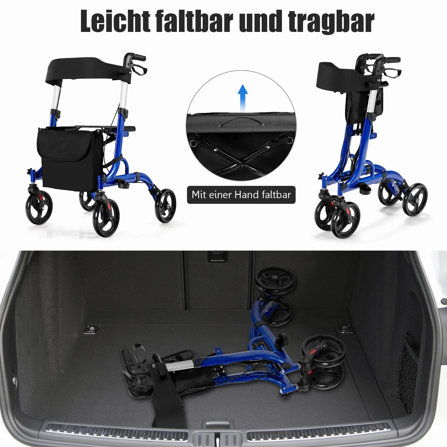 GOPLUS Składany chodzik z regulacją wysokości, obciążenie do 150 kg, aluminiowy