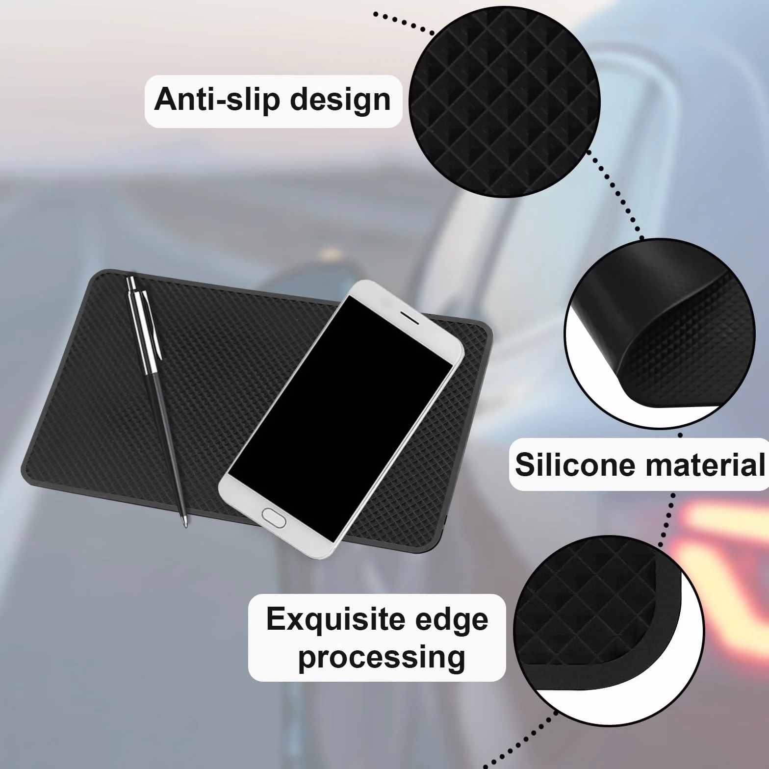 Mata antypoślizgowa do samochodu, 2 sztuki, mata antypoślizgowa, na deskę rozdzielczą, uniwersalna mata antypoślizgowa, na telefon komórkowy, silikonowa poduszka mocująca, do dekoracji samochodu