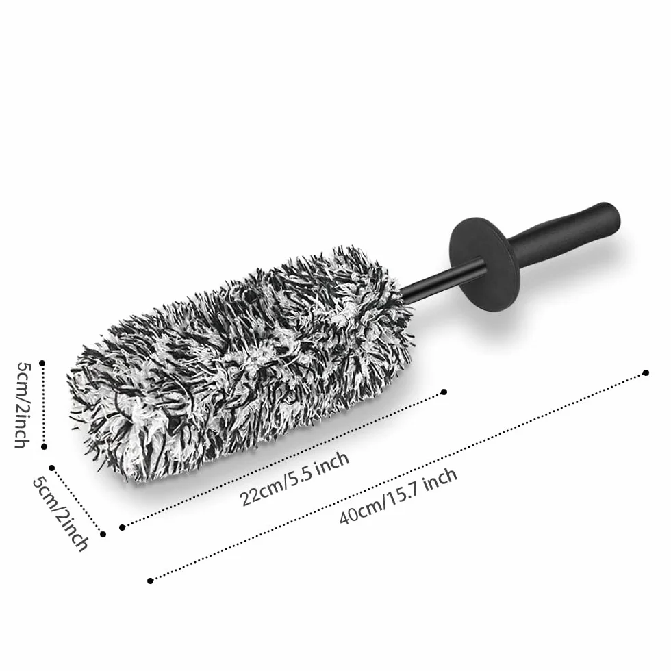 URAQT Szczotka do Czyszczenia Felg Samochodowych, 40CM Koła Szczotkowe z Mikrofibry, Szczotka do Felg Samochodowych do Wysokiej Jakości Felg Aluminiowych (czarny i biały)