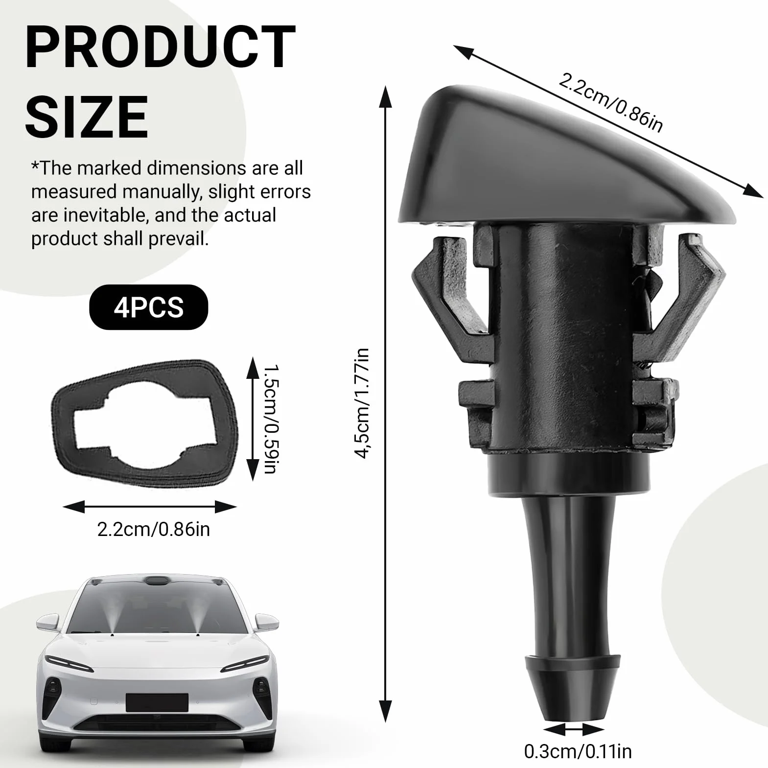 4 pary dysz wycieraczek do Jeep for Compass 2007-2017 5303833AA, do Caliber, Journey, Avenger, Dysze wycieraczki do szyb samochodowych, uniwersalne dysze rozpylające do samochodu, czarny plastik