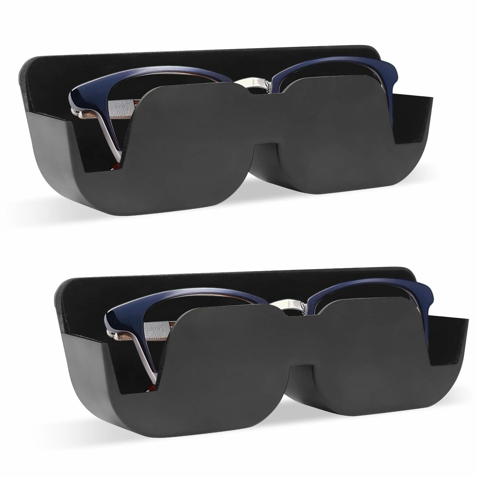 Samochodowa półka na okulary, 2 sztuki, etui na okulary przeciwsłoneczne, 165 mm x 55 mm x 35 mm, uchwyt do przechowywania, samoprzylepny, z filcową wyściółką, na okulary, etui na okulary