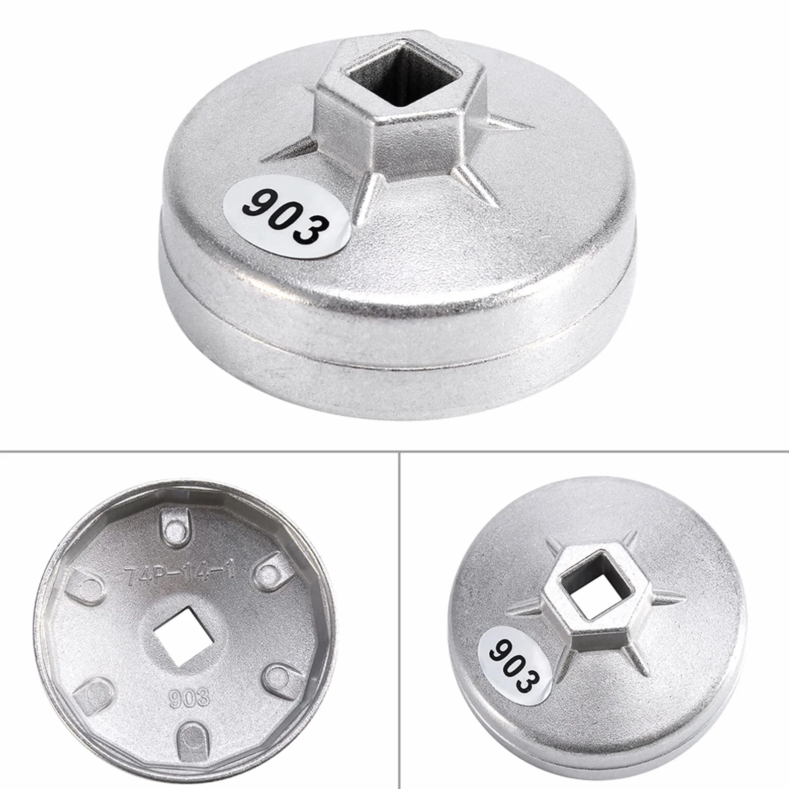 Tbest 74mm 14-ostrzowy Aluminiowy Klucz do Filtra Narzędzie do Usuwania Nasadek Premium Trwałe Akcesoria do Naprawy Samochodów do Pojazdów Kolor Srebrny 1 Sztuka