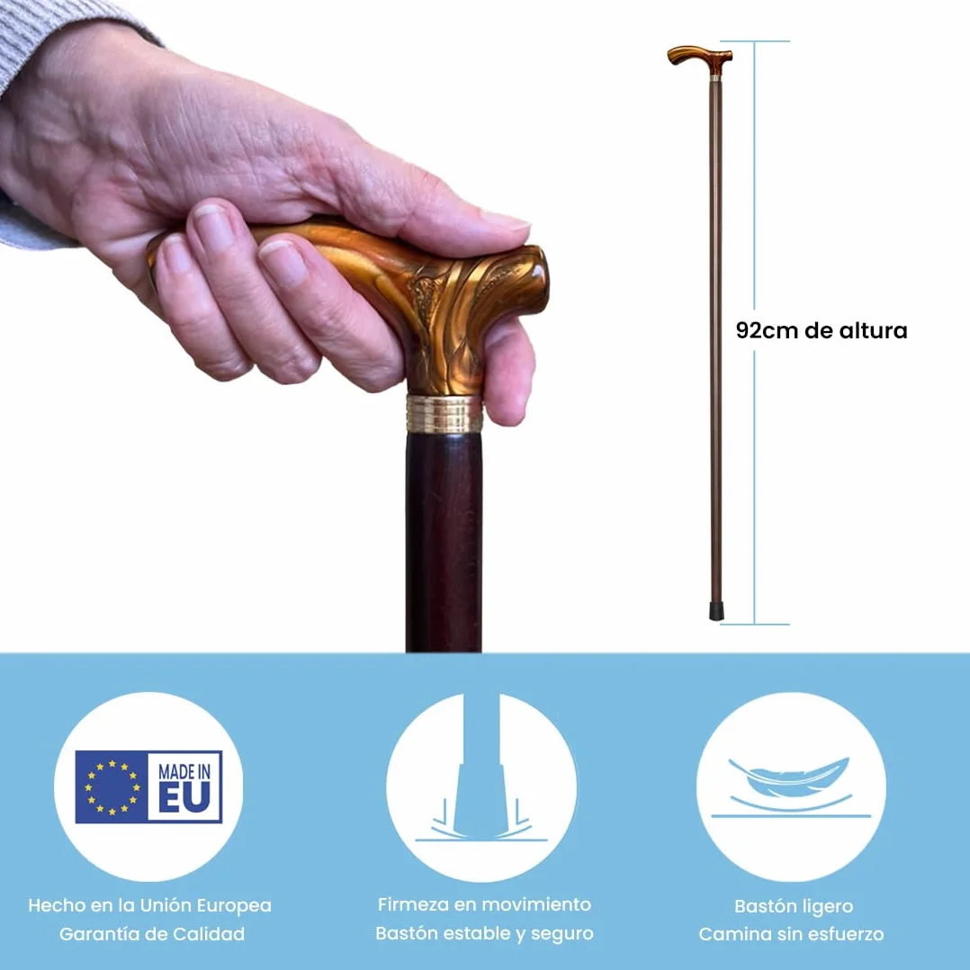Flexor drewniana laska ergonomiczny uchwyt z metakrylanu brązowa