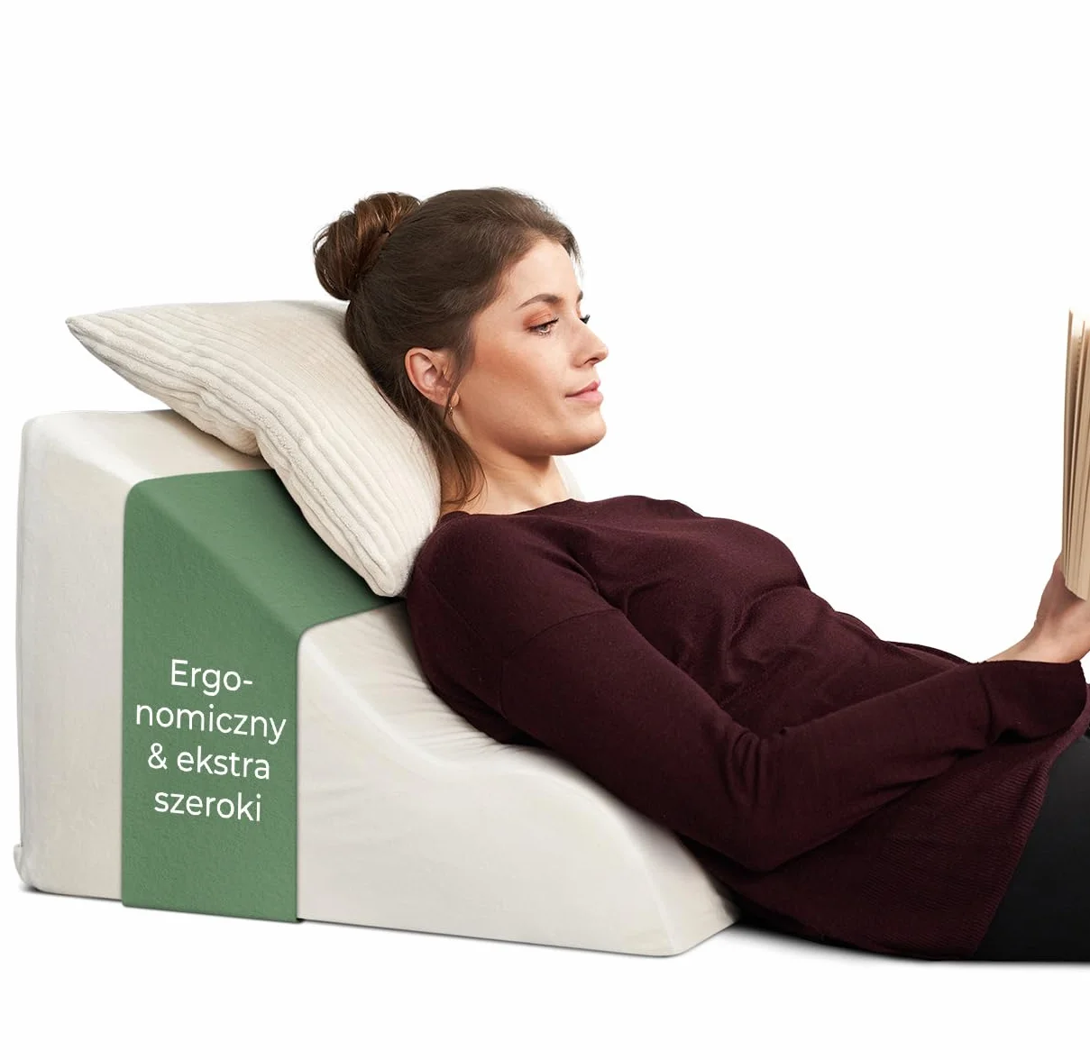 WELL B4 Ergonomiczna poduszka do czytania z pianką z pamięcią kształtu – klinowa poduszka pod plecy na łóżko i sofę