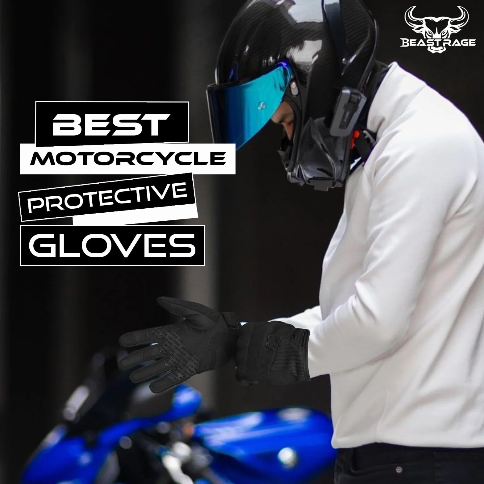 BEAST RAGE Letnie rękawice motocyklowe - oddychające rękawice do jazdy konnej z ekranem dotykowym dla mężczyzn i kobiet, lekkie