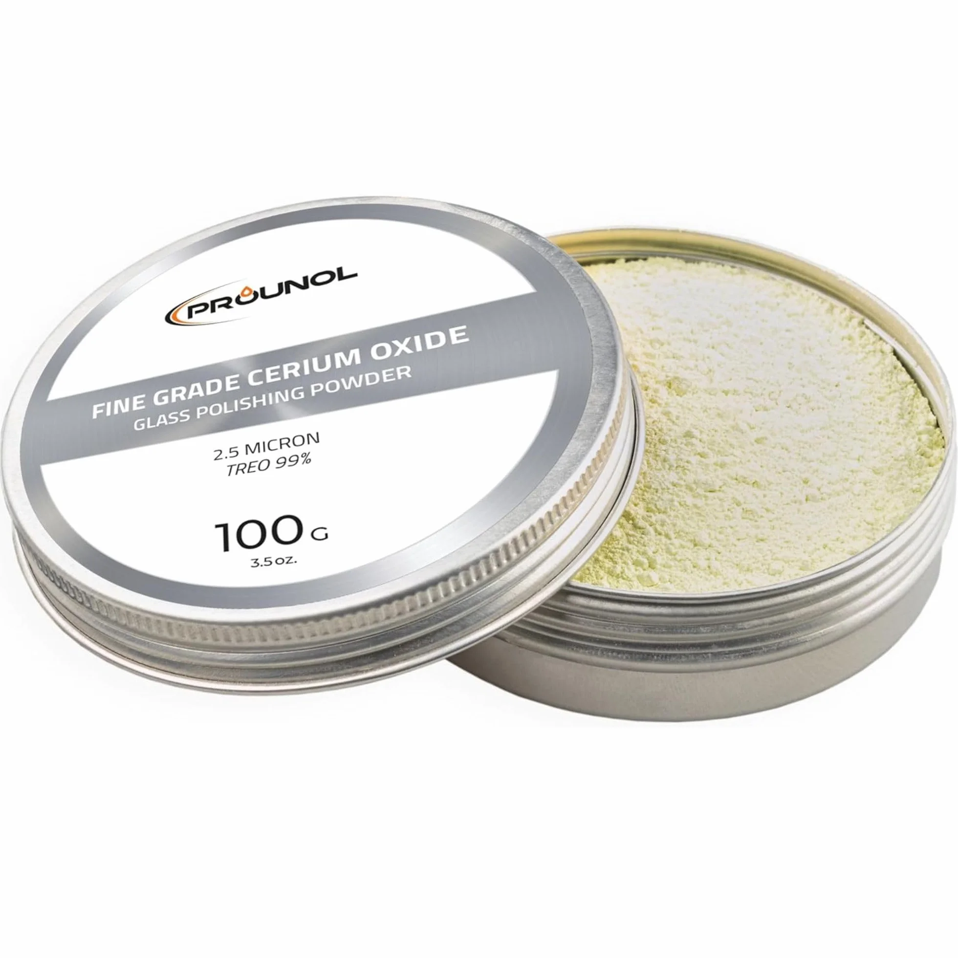 Prounol Tlenek ceru - Cerium Oxide - Proszek do polerowania szkła o wysokiej jakości – TREO 99% – 2,5 mikronów – 100 g