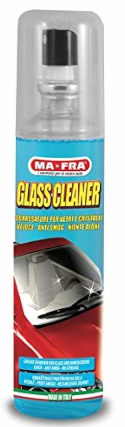 Ma-Fra, Glass Cleaner, Odtłuszczacz do szyb Samochodowych i Ekranów LCD, Detergent bez Amoniaku, Skuteczne Czyszczenie bez Smug i śladów, Eliminuje tłuste Plamy i Odciski Palców, 150 ml w sprayu