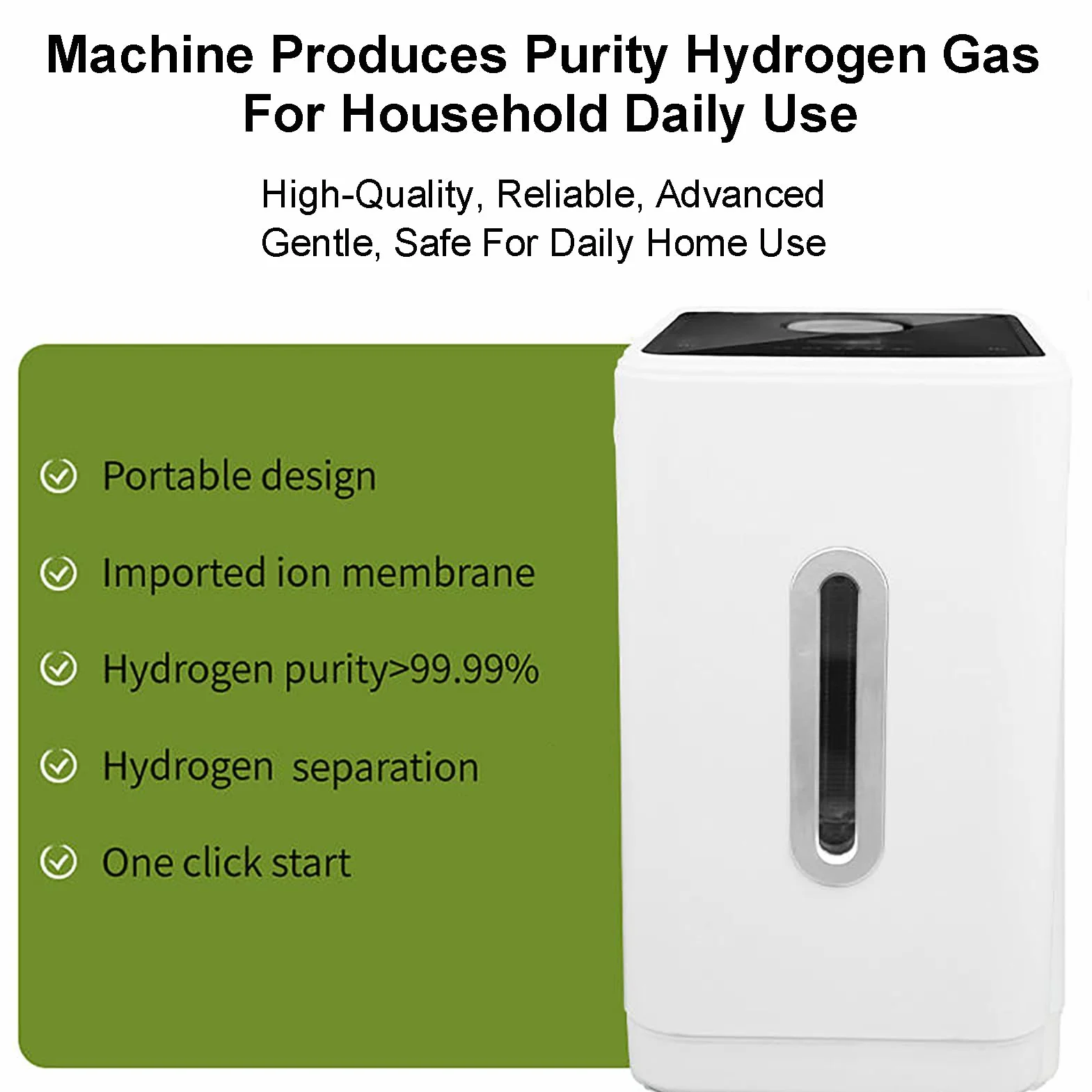 Przenośny inhalator wodoru 225-450 ml/min dwukanałowy system separacji czystość 99,99% regulowany timer 300ml/min